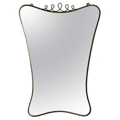 Gio Ponti Style, Italian Mid-Century Modern, Organic Form Wall Mirror, Brass