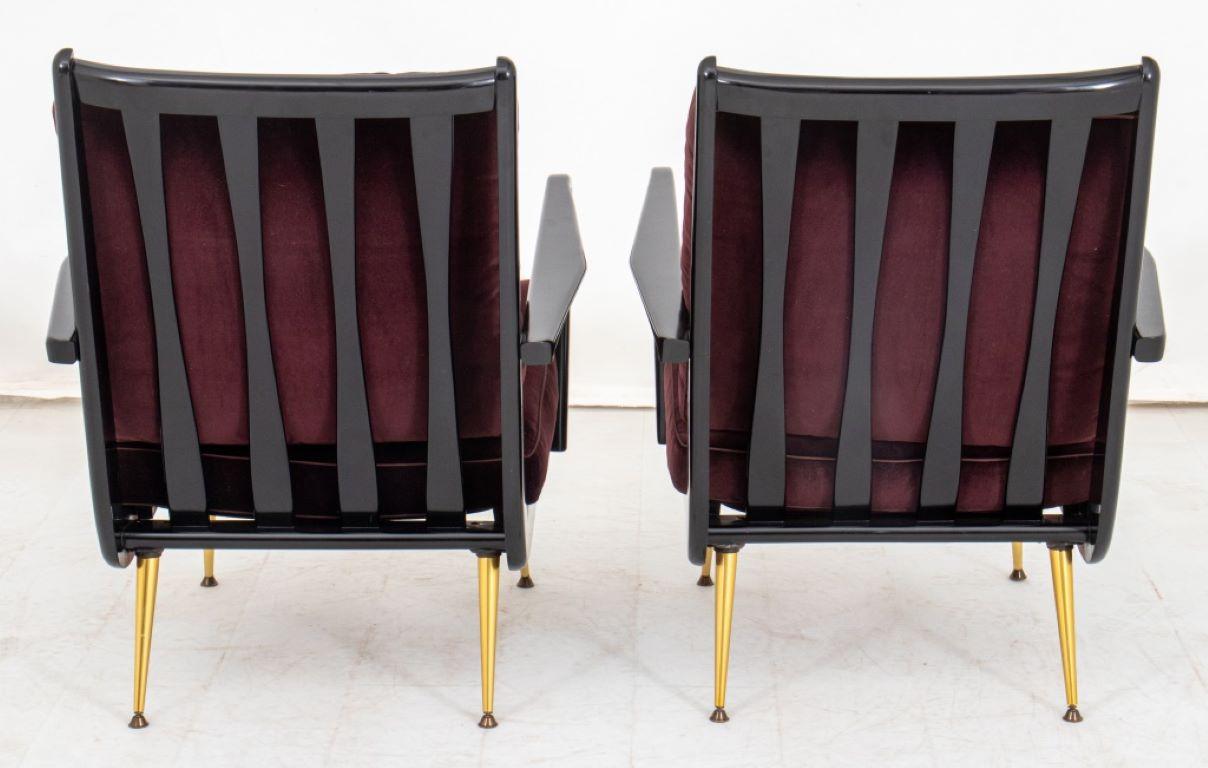 Gio Ponti Style Italian Modernist Armchairs, 2 1