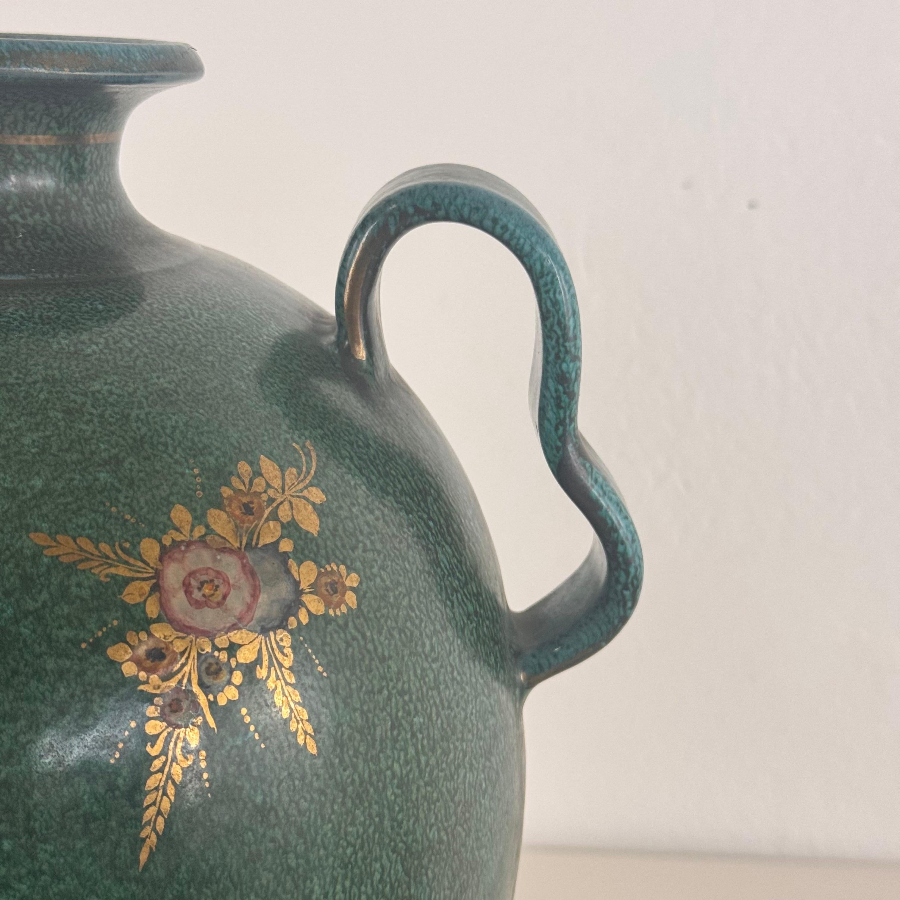 Gran jarrón decorativo con motivos florales estilo Gio Ponti, Deruta, años 50, Italia en venta 2