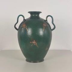 Vaso decorativo di grandi dimensioni in stile Gio Ponti con motivi floreali, Deruta, anni '50, Italia