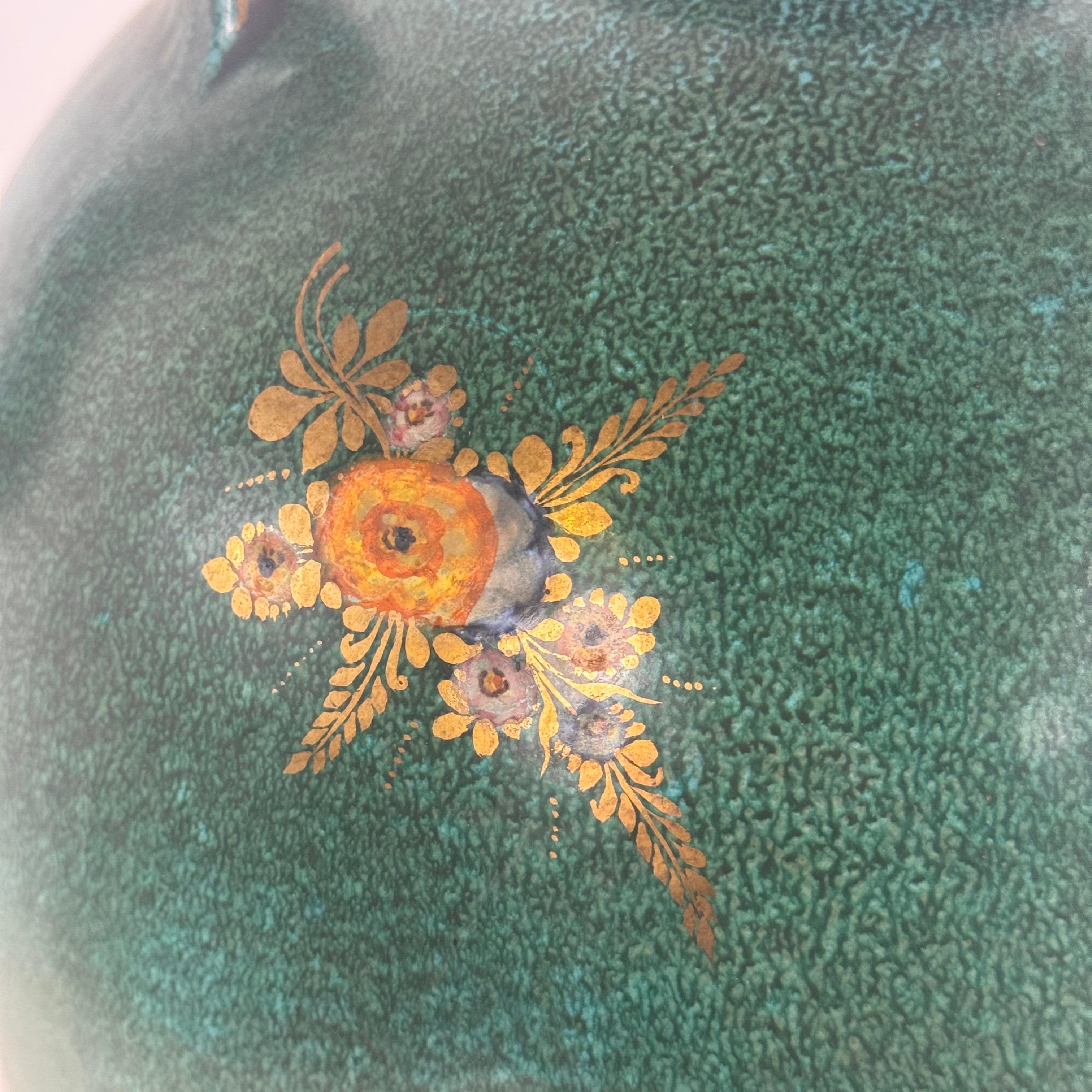 Gran jarrón decorativo con motivos florales estilo Gio Ponti, Deruta, años 50, Italia Glaseado en venta