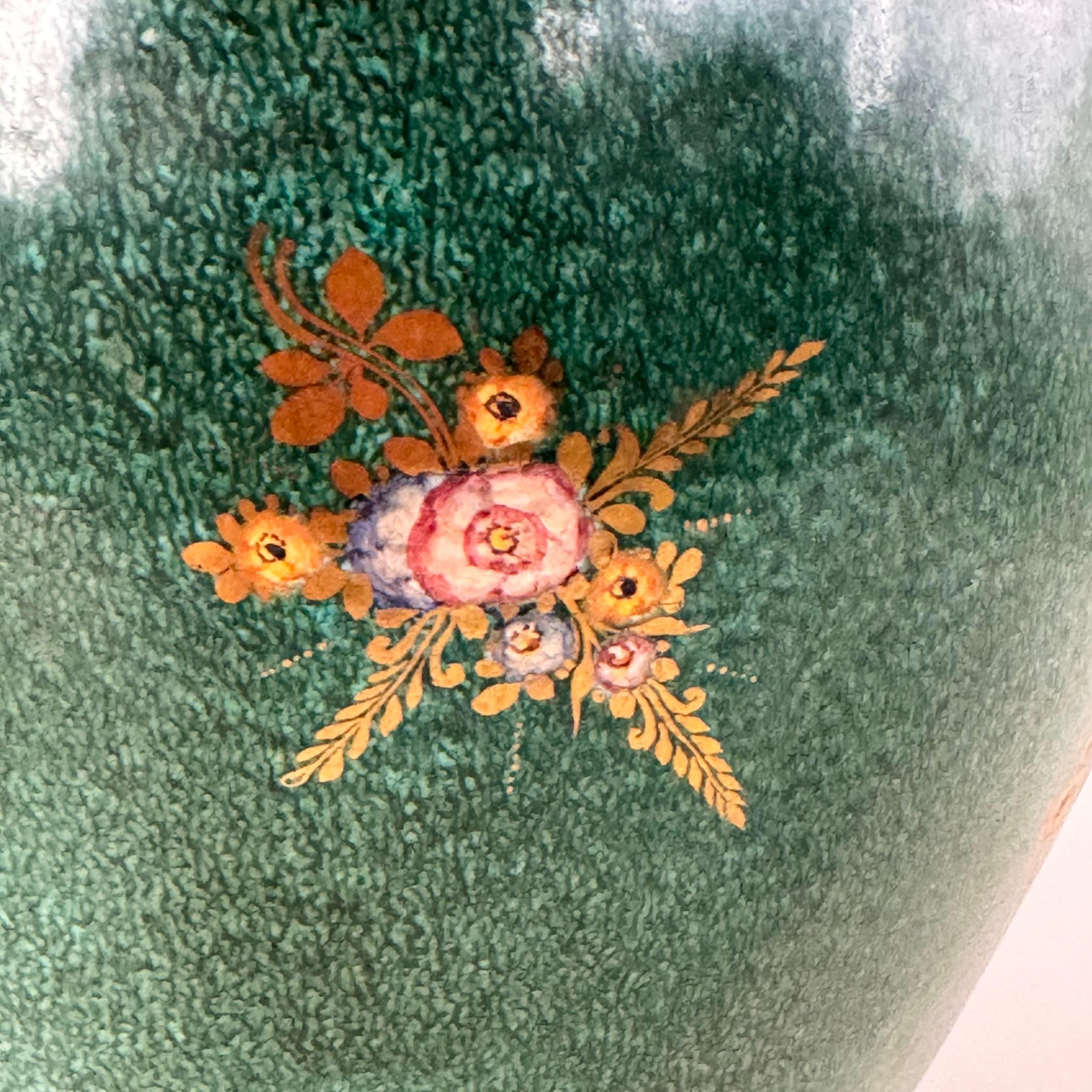 Gran jarrón decorativo con motivos florales estilo Gio Ponti, Deruta, años 50, Italia en Bueno estado para la venta en Bagnolo Mella, Brescia