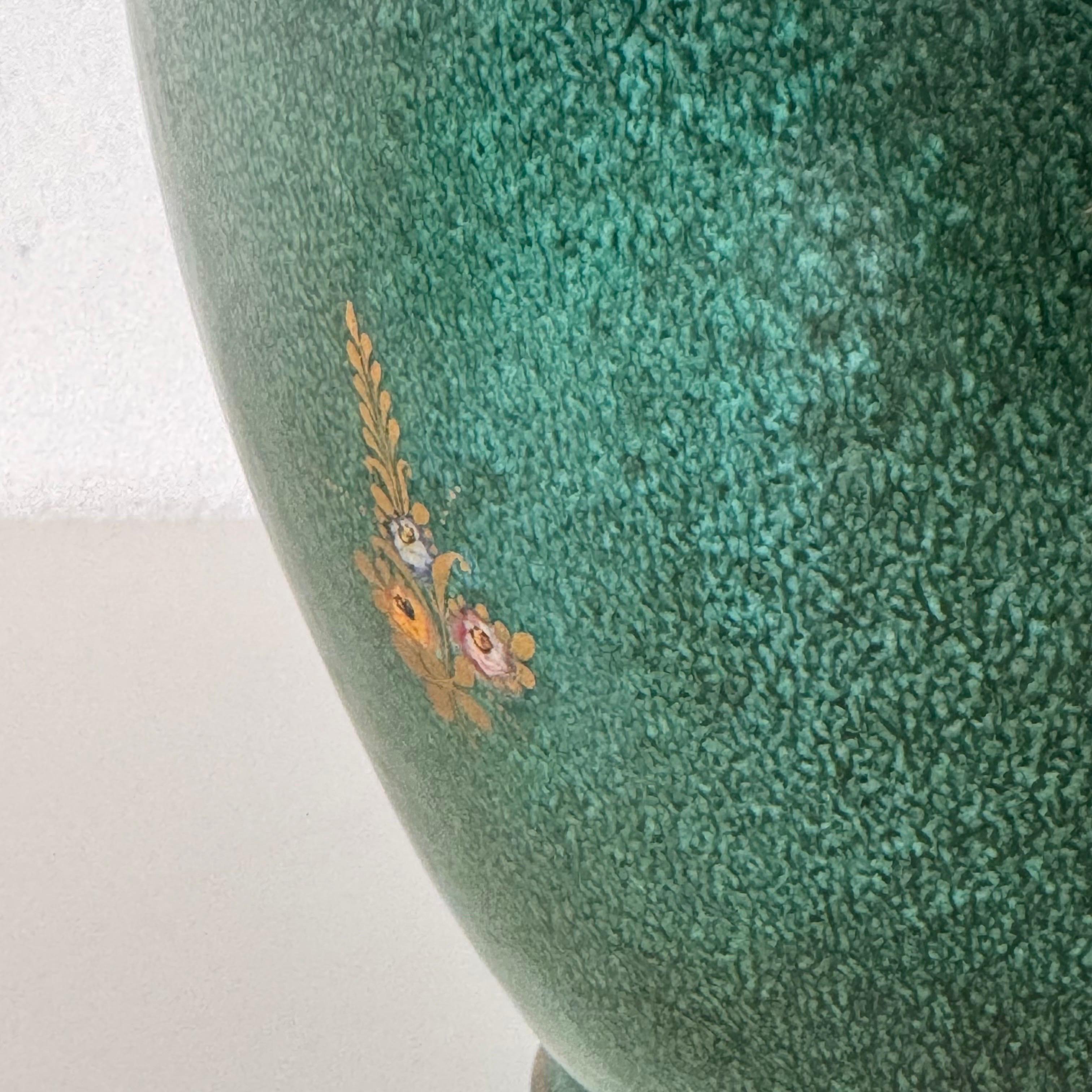 Gran jarrón decorativo con motivos florales estilo Gio Ponti, Deruta, años 50, Italia mediados del siglo XX en venta