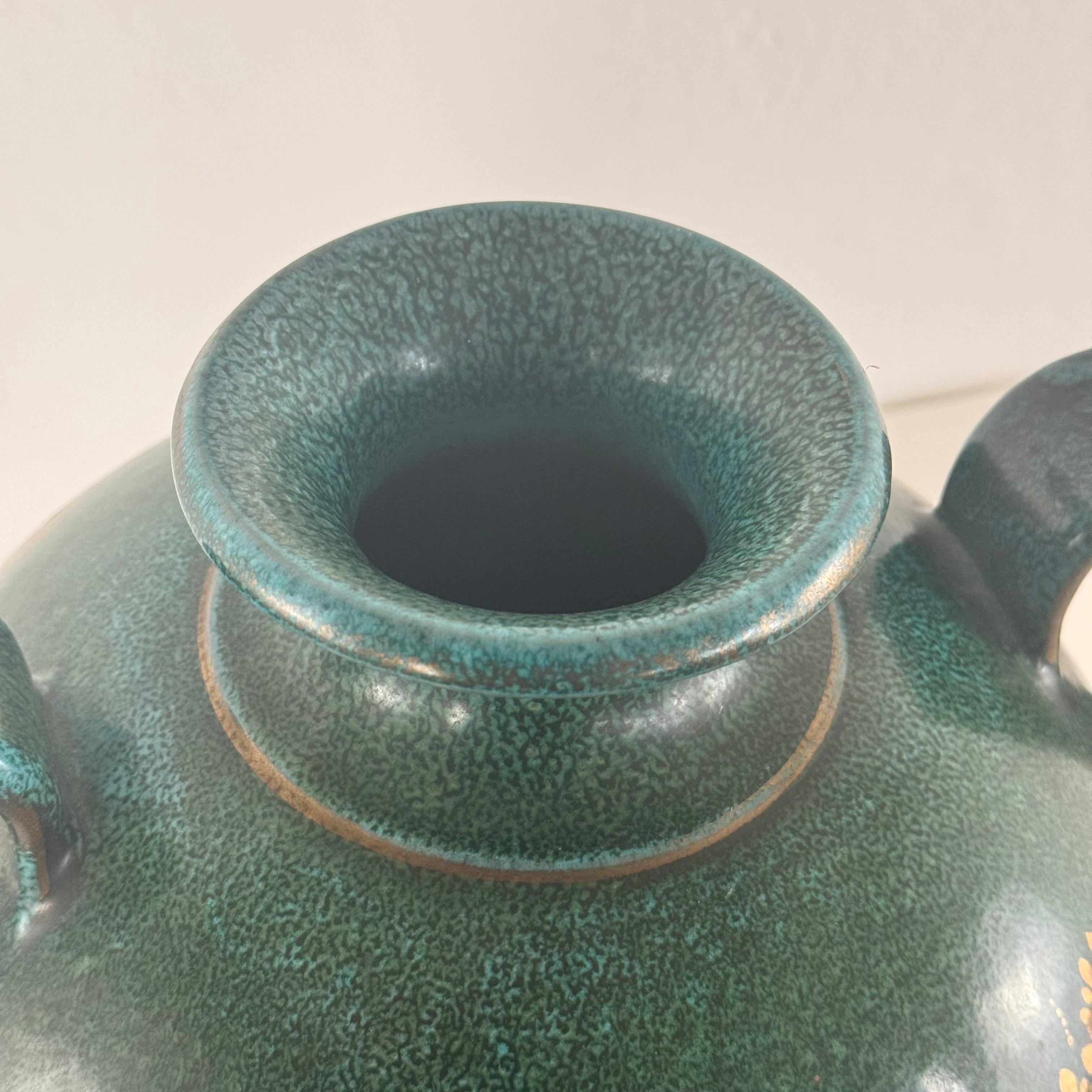 Gran jarrón decorativo con motivos florales estilo Gio Ponti, Deruta, años 50, Italia Cerámico en venta