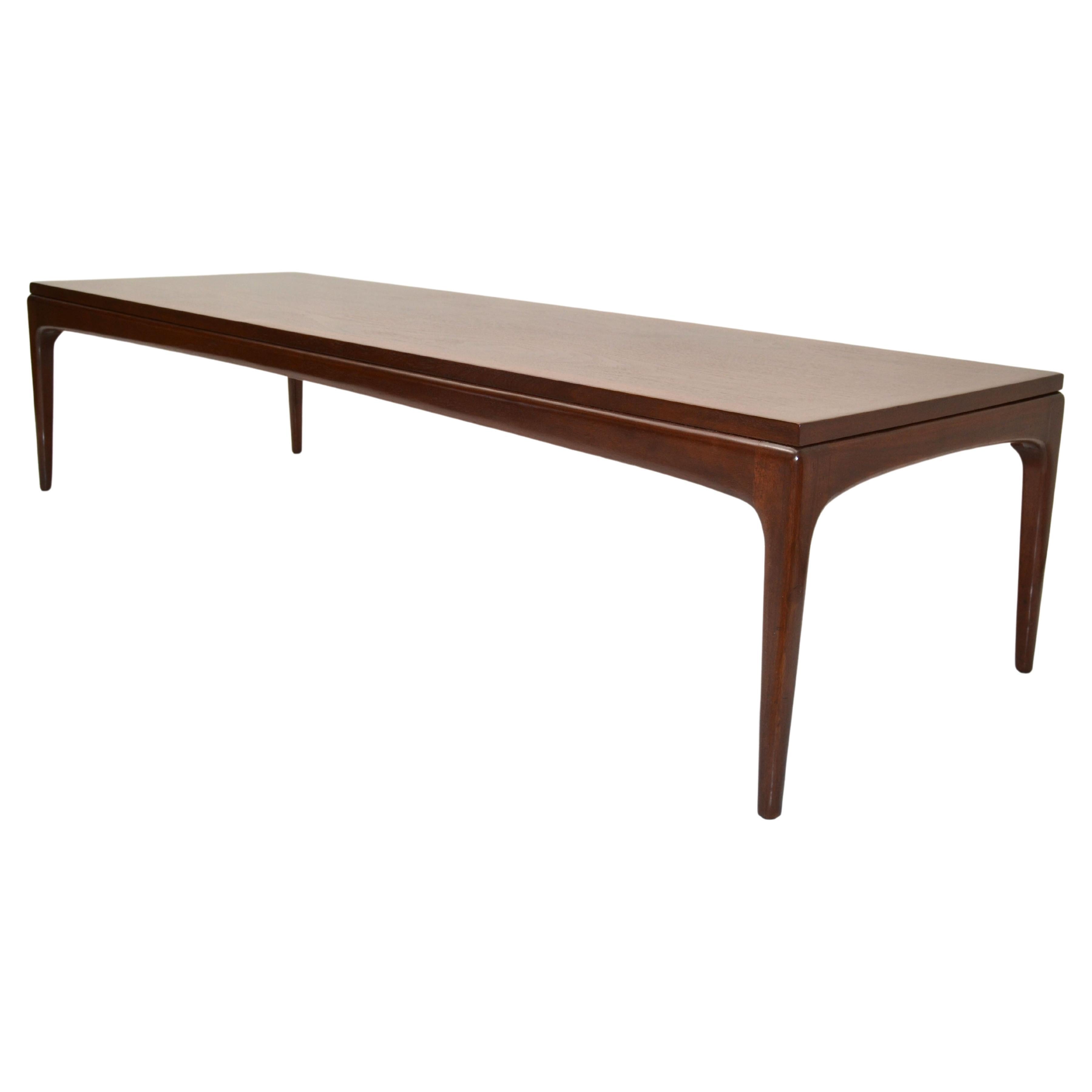 Gio Ponti Style Low Coffee Table Tapered Legs Walnut Mid-Century Modern Italy 70 For Sale