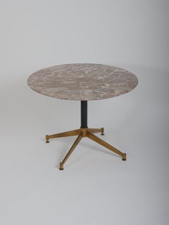 Gio Ponti style, marble and brass 1950s side table