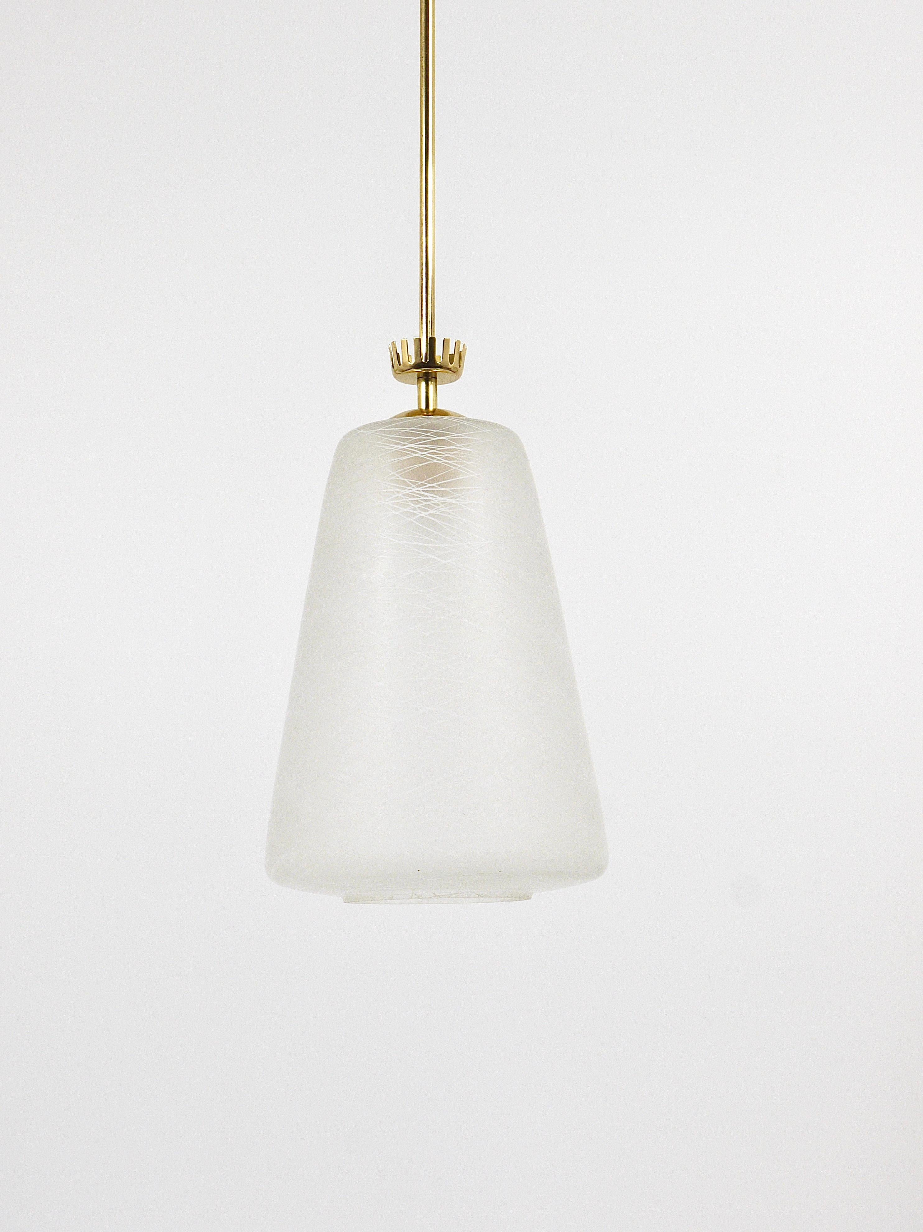 Gio Ponti Style Mid-Century Brass Crown Pendant Lamp Lantern, Italy, 1950s For Sale 6