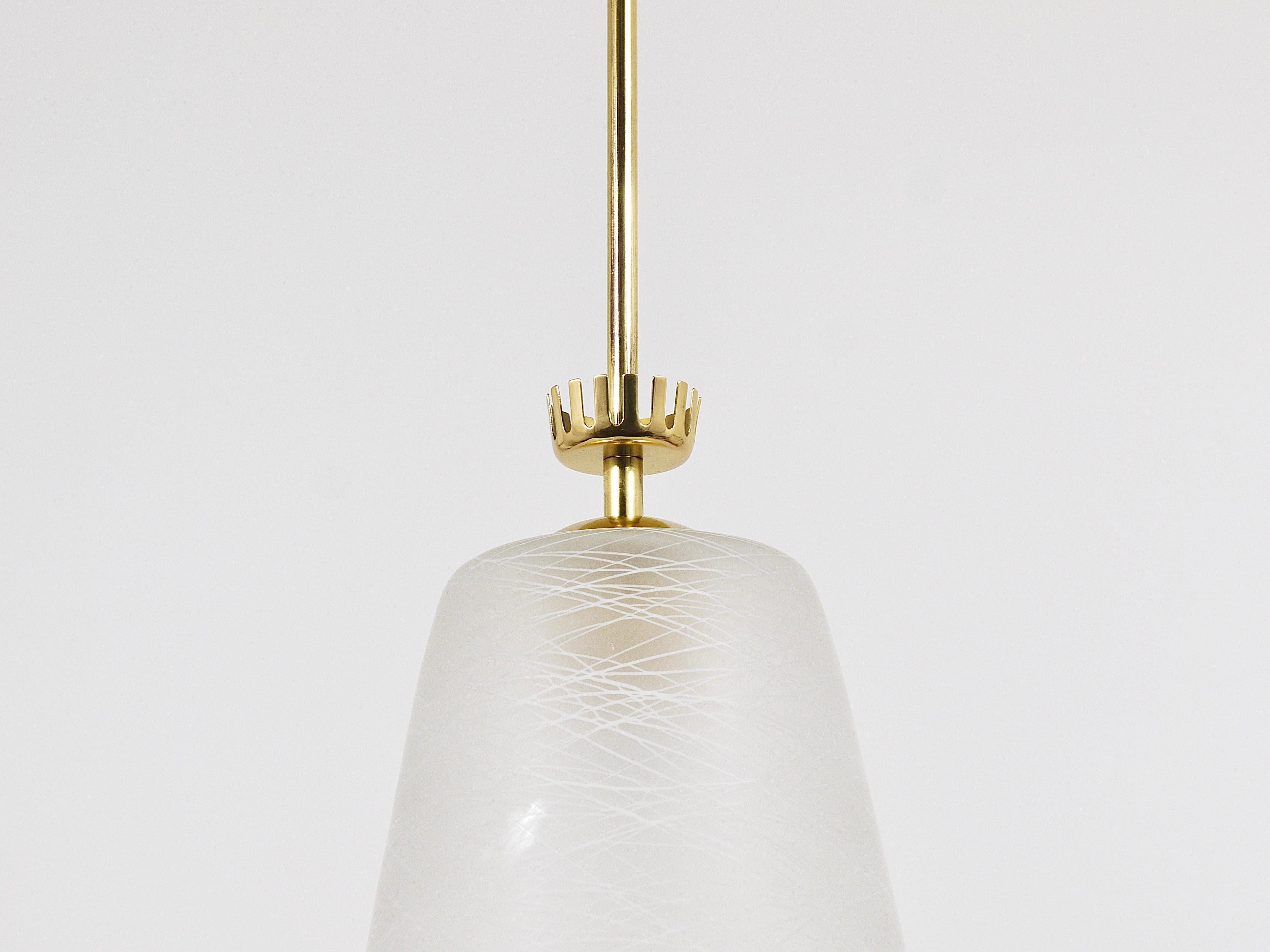 Gio Ponti Style Mid-Century Brass Crown Pendant Lamp Lantern, Italy, 1950s For Sale 8