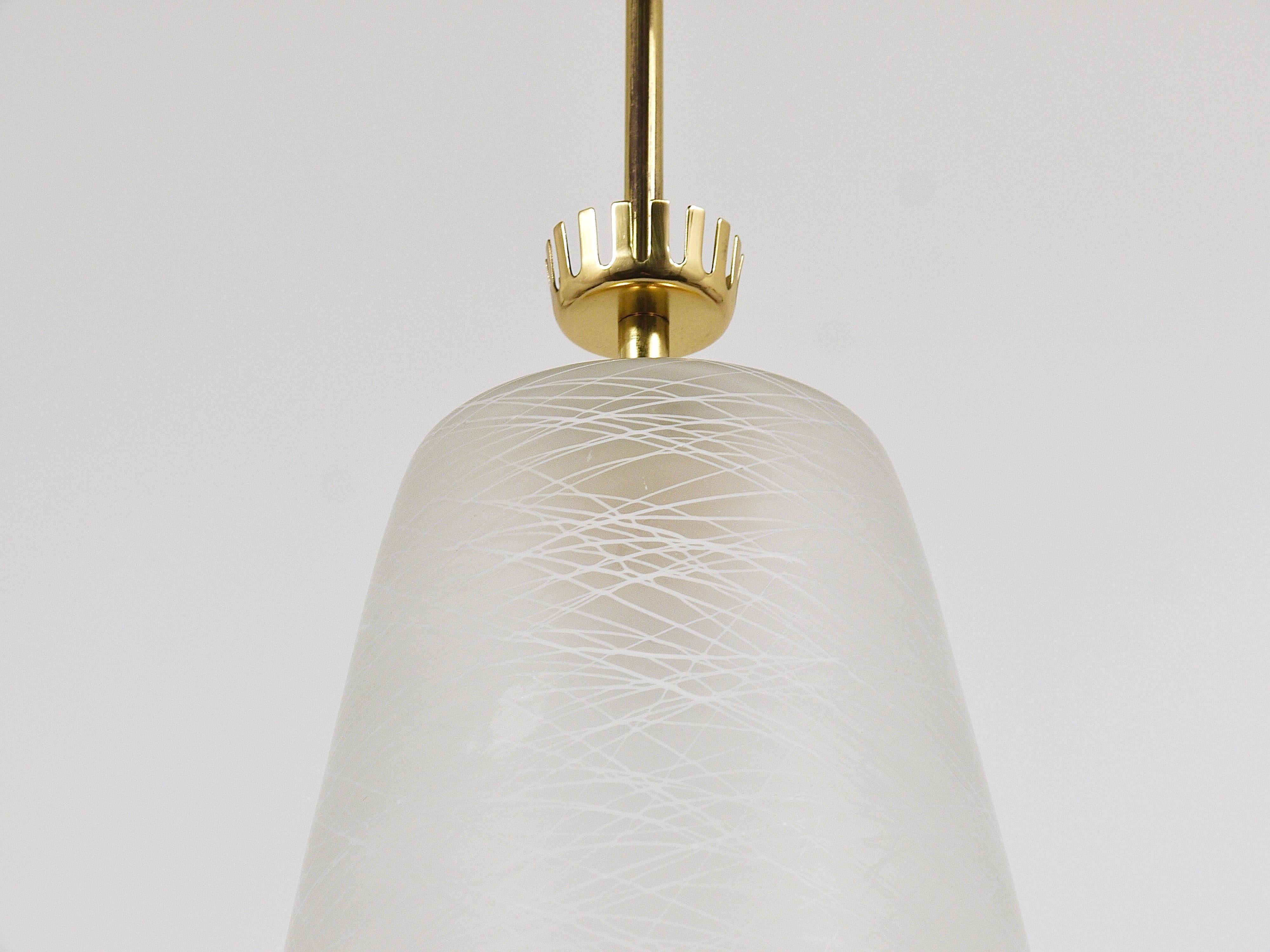 Gio Ponti Style Mid-Century Brass Crown Pendant Lamp Lantern, Italy, 1950s For Sale 11