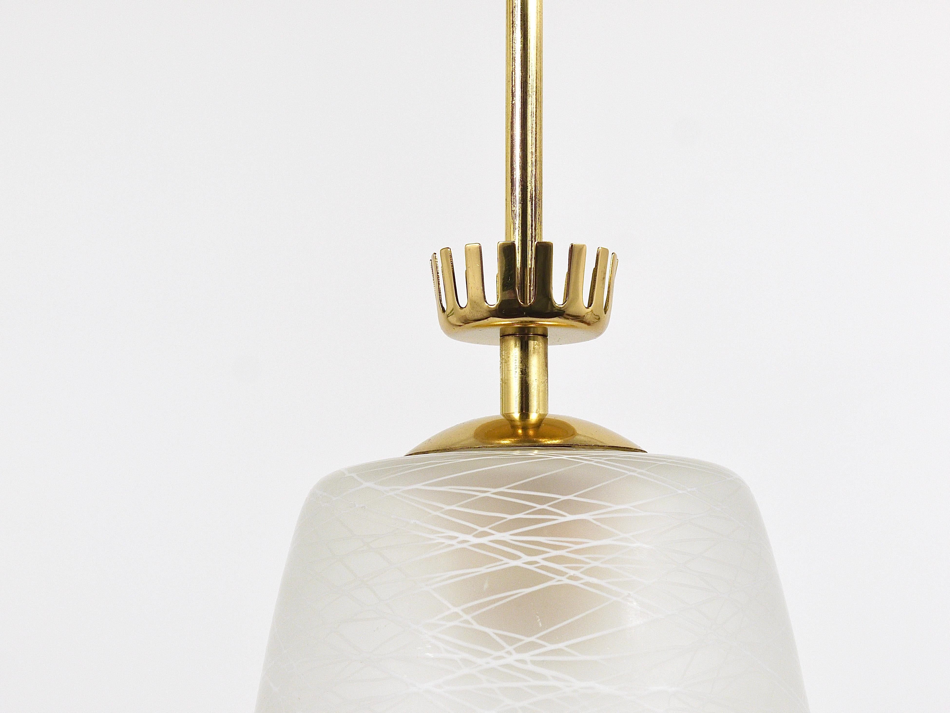 Mid-Century Modern Gio Ponti Style Mid-Century Brass Crown Pendant Lamp Lantern, Italy, 1950s For Sale