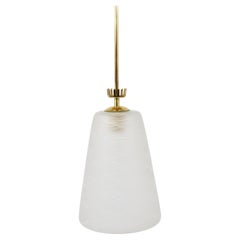 Gio Ponti Style Mid-Century Brass Crown Pendant Lamp Lantern, Italy, 1950s