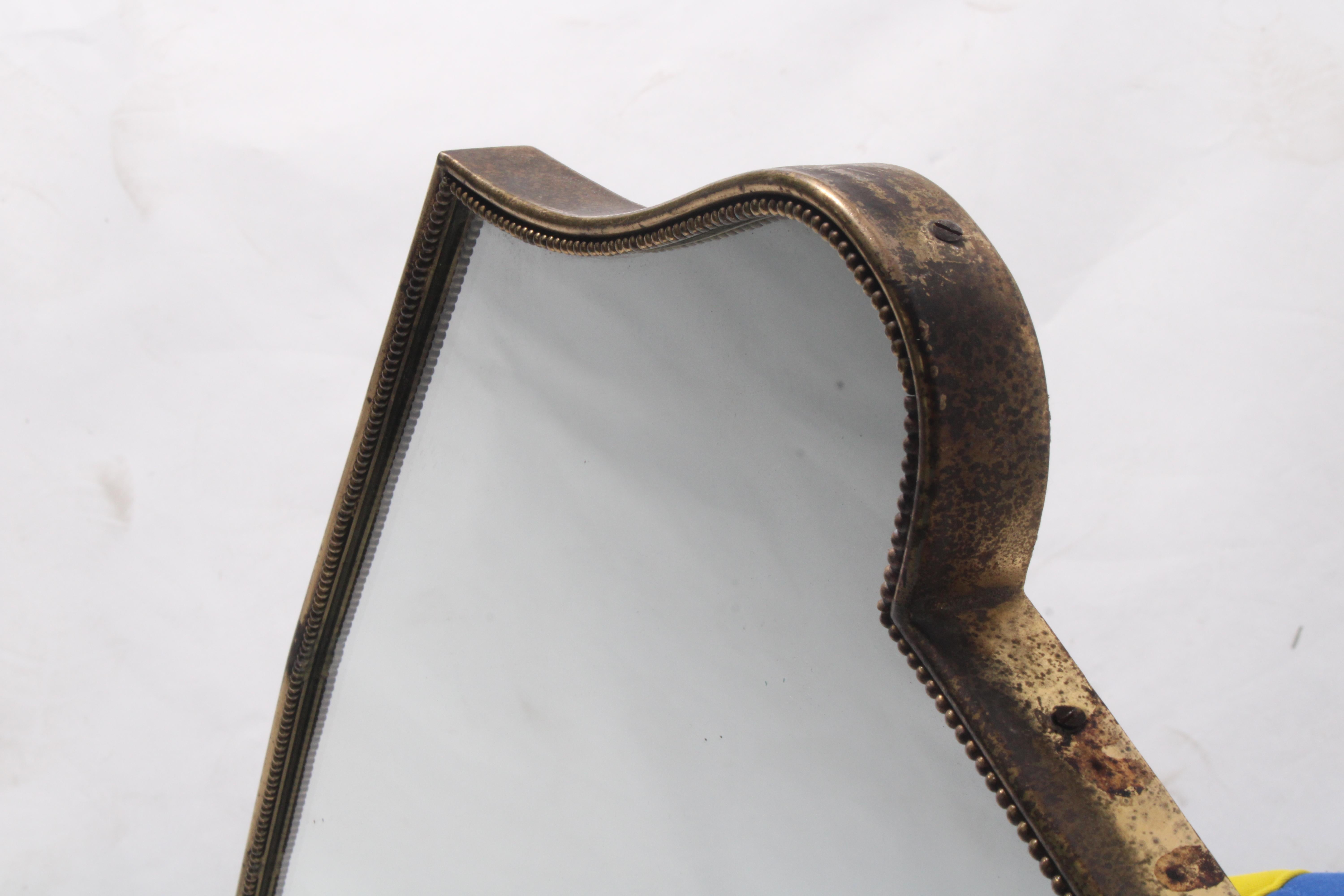 Metà XX secolo Specchio con bordo in ottone in stile Gio Ponti, metà secolo, italiano in vendita