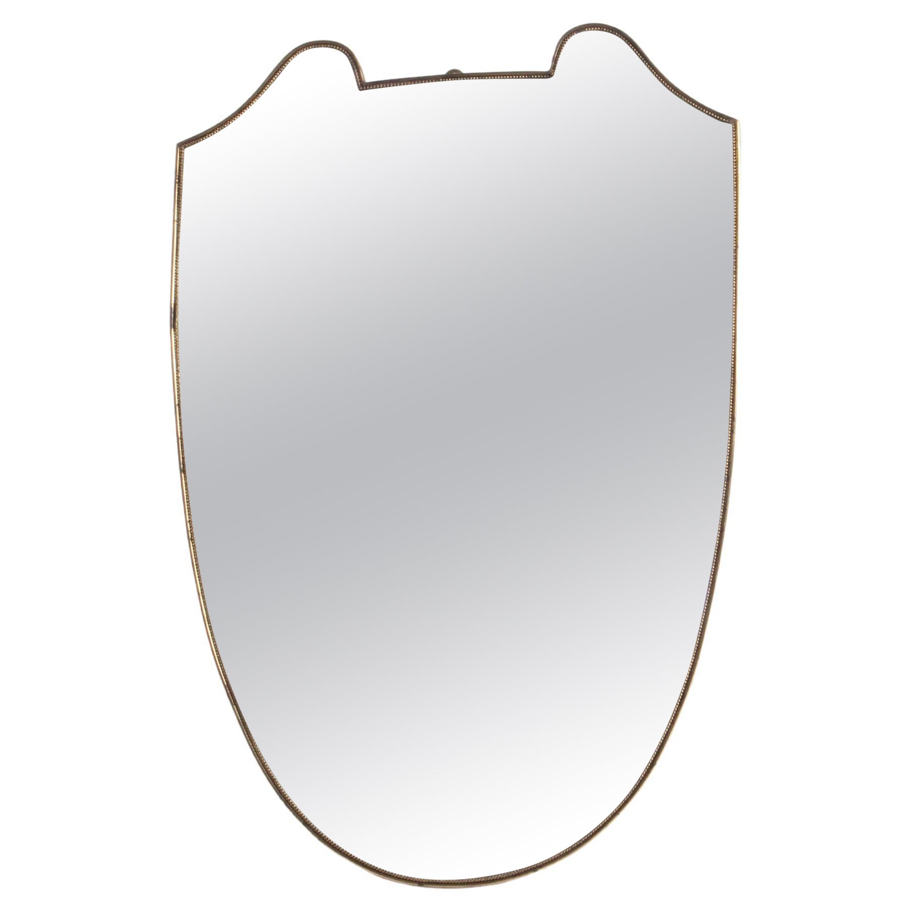 Miroir en laiton de style Gio Ponti, Italie du milieu du siècle