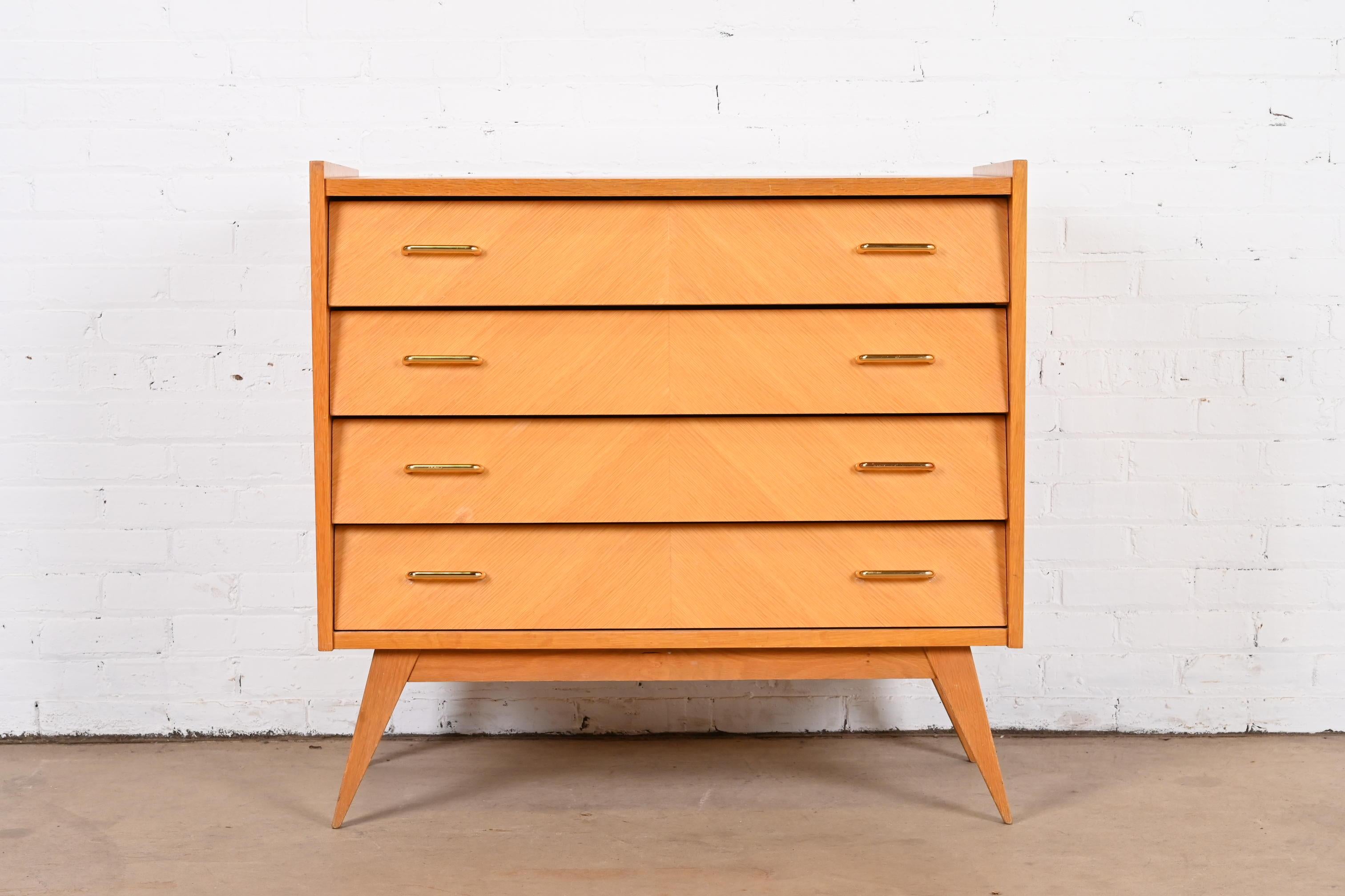 Mid-Century Modern Gio Ponti Style Mid-Century Italian Modern Louvered Front Chest of Drawers For Sale