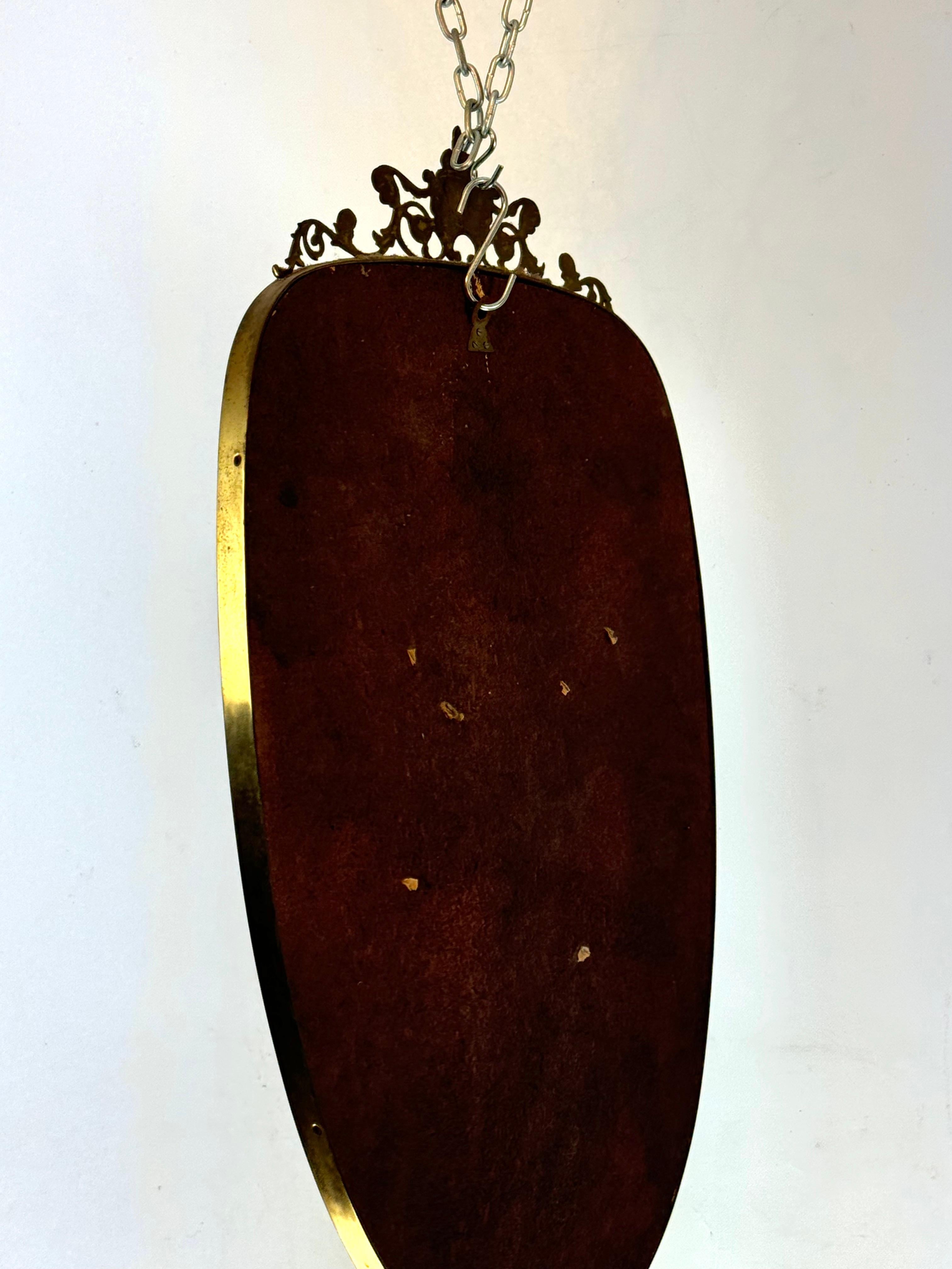 Miroir mi-siècle de style Gio Ponti en laiton. Italie années 1950 en vente 3