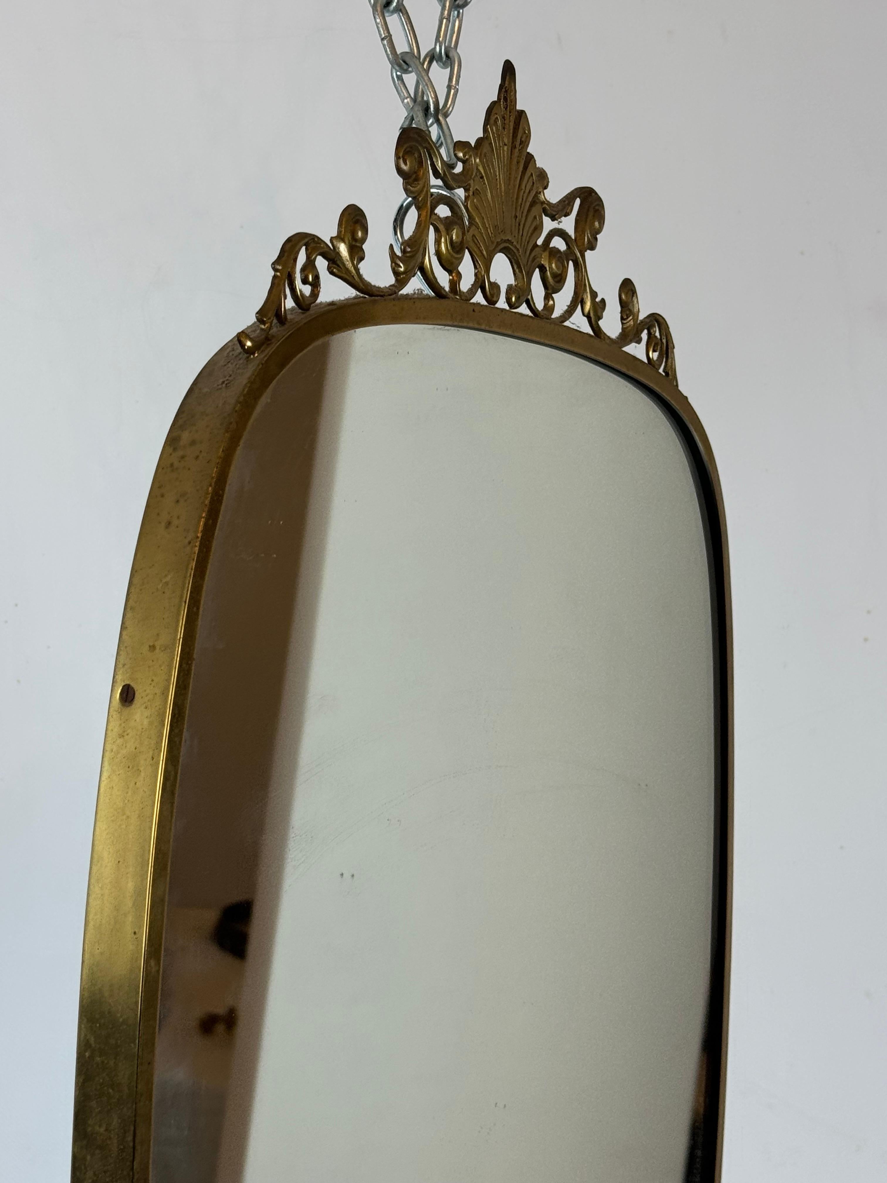 Miroir mi-siècle de style Gio Ponti en laiton. Italie années 1950 en vente 2