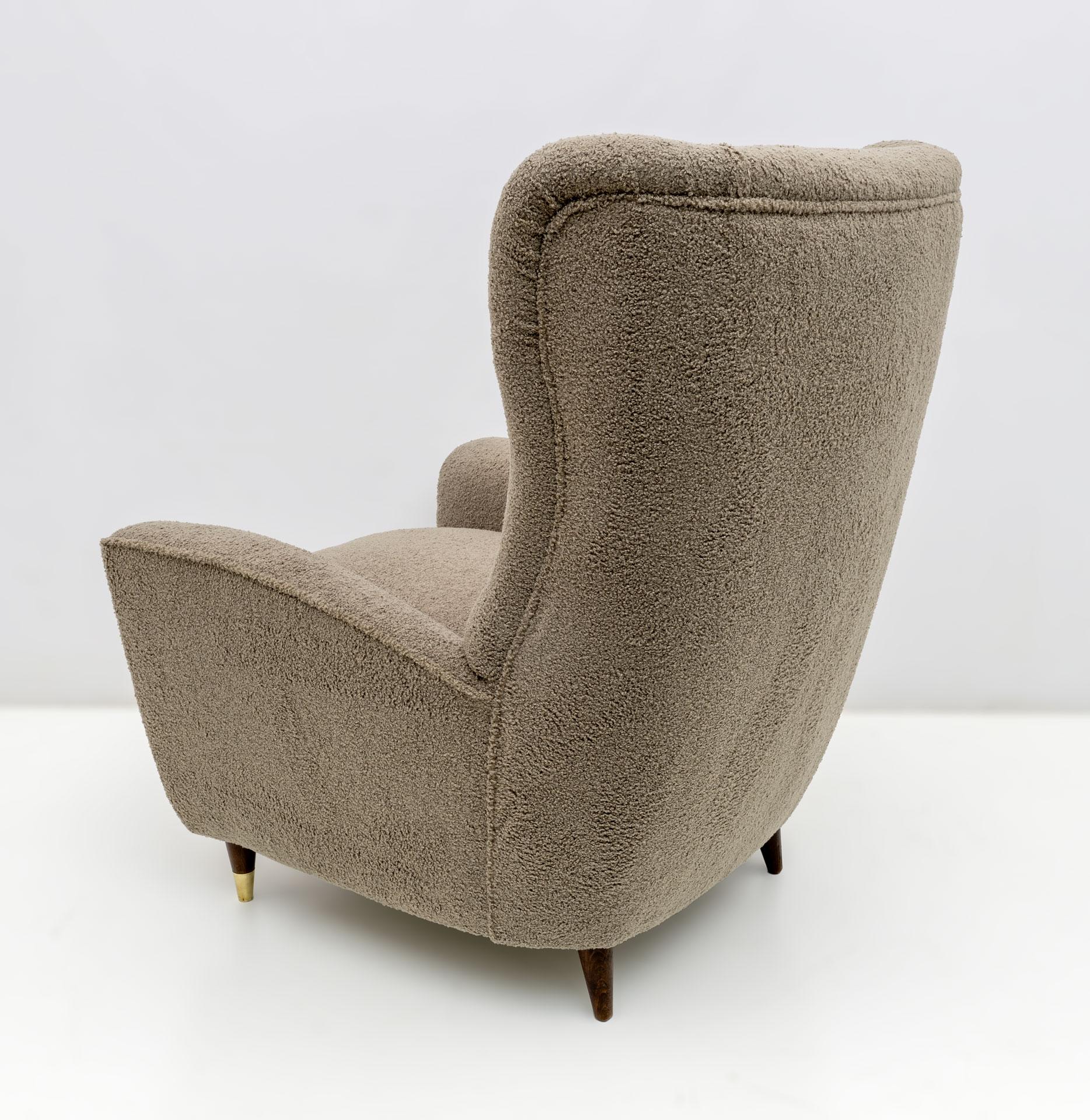 Gio Ponti Moderner Bouclè-Sessel mit hoher Rückenlehne im Stil der Jahrhundertmitte von Isa Bergamo, 50 (Italienisch) im Angebot