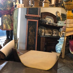 Giò Ponti Style Mid-Century Modern Brass Italian Wall Mirror, circa 1950