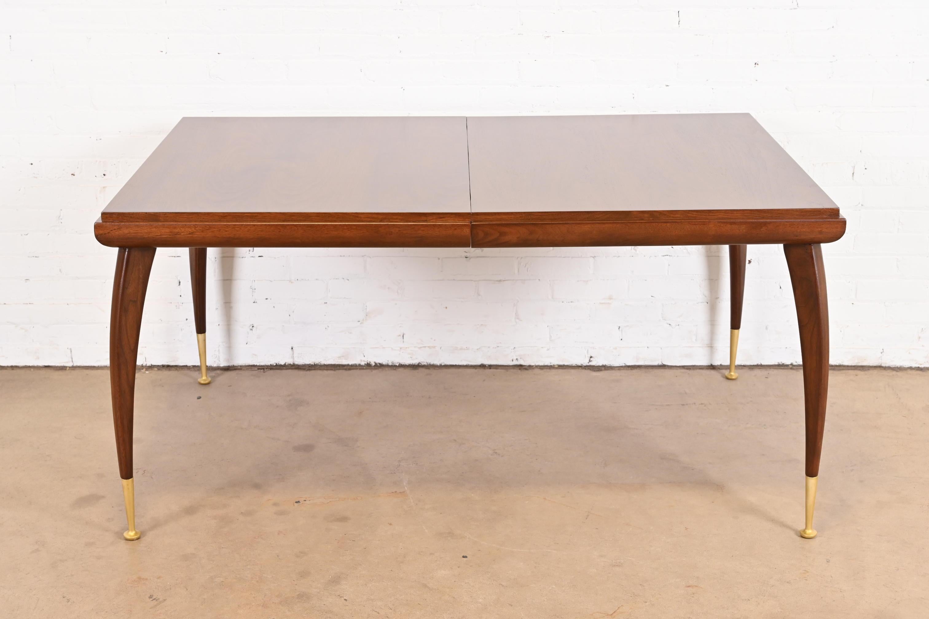 Gio Ponti Style Mid-Century Modern Walnut Extension Dining Table, Refinished 5