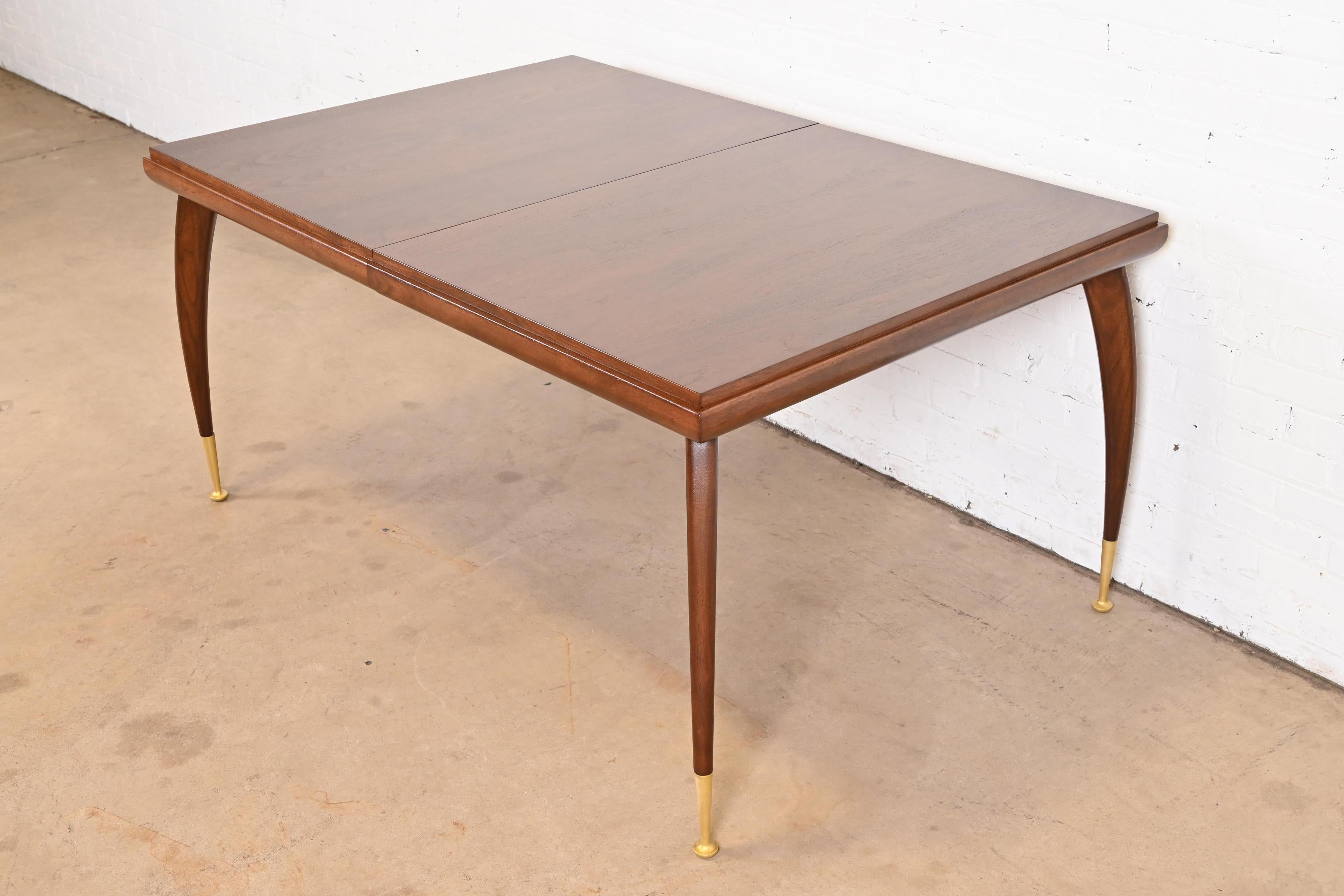 Gio Ponti Style Mid-Century Modern Walnut Extension Dining Table, Refinished 7