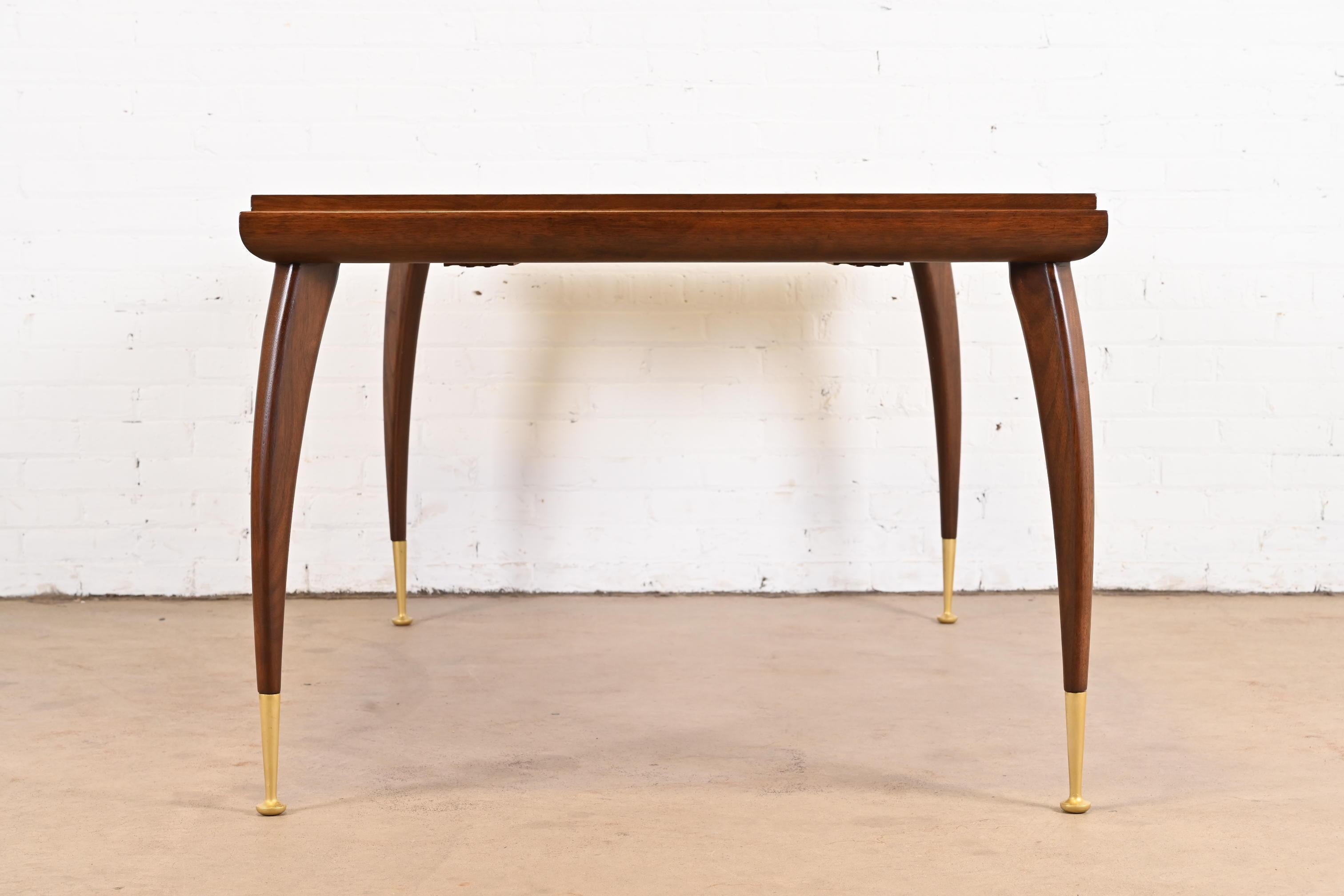 Gio Ponti Style Mid-Century Modern Walnut Extension Dining Table, Refinished 11