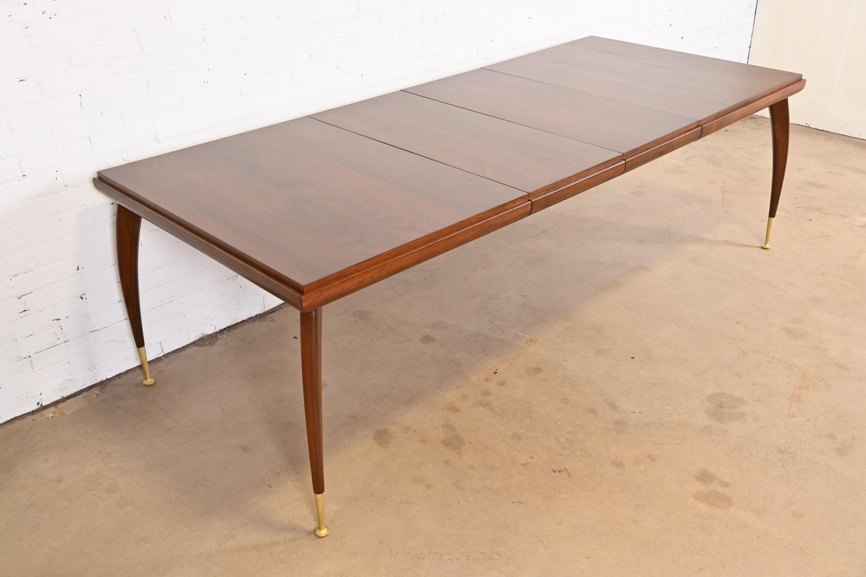 Gio Ponti Style Mid-Century Modern Walnut Extension Dining Table, Refinished 1