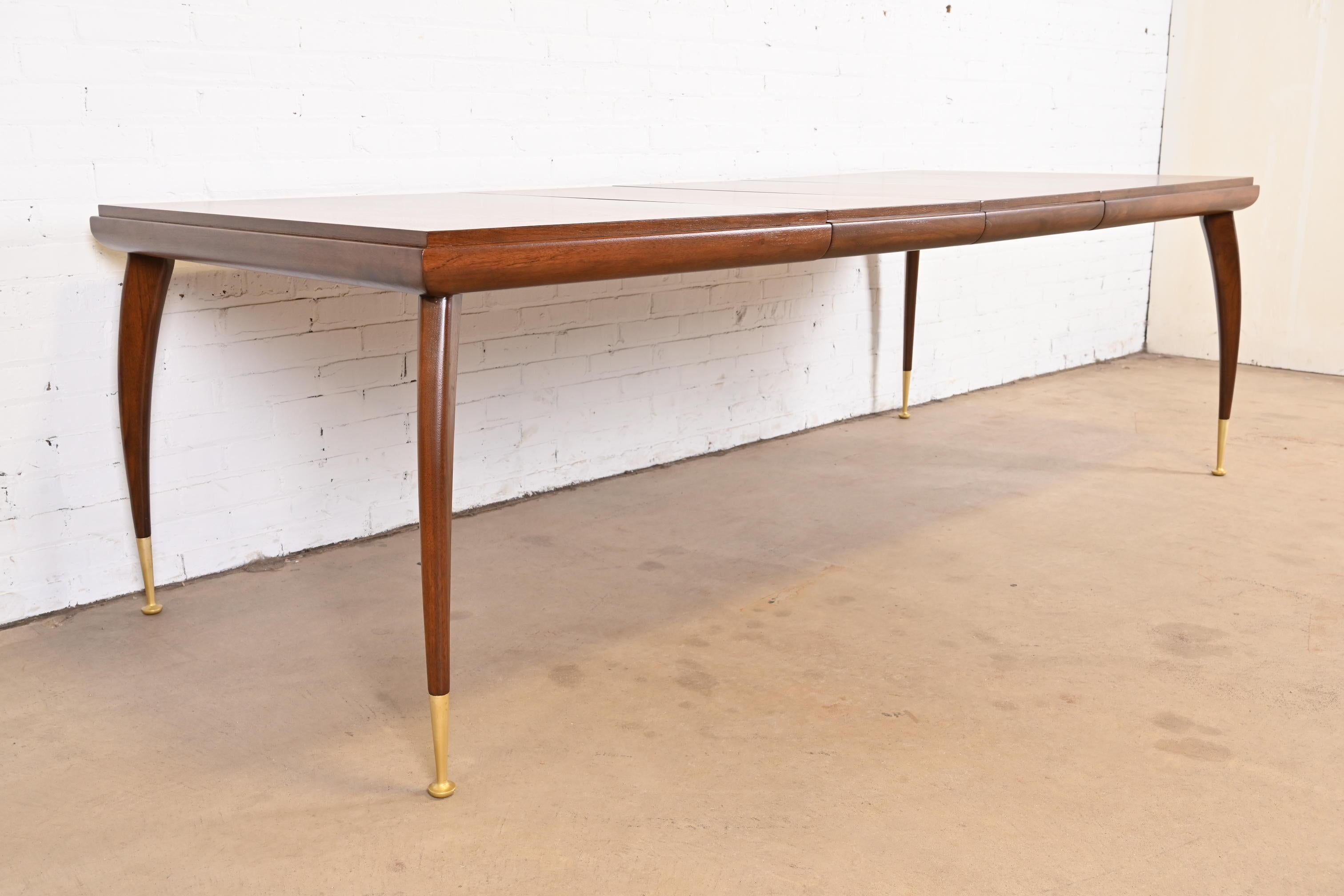 Gio Ponti Style Mid-Century Modern Walnut Extension Dining Table, Refinished 2