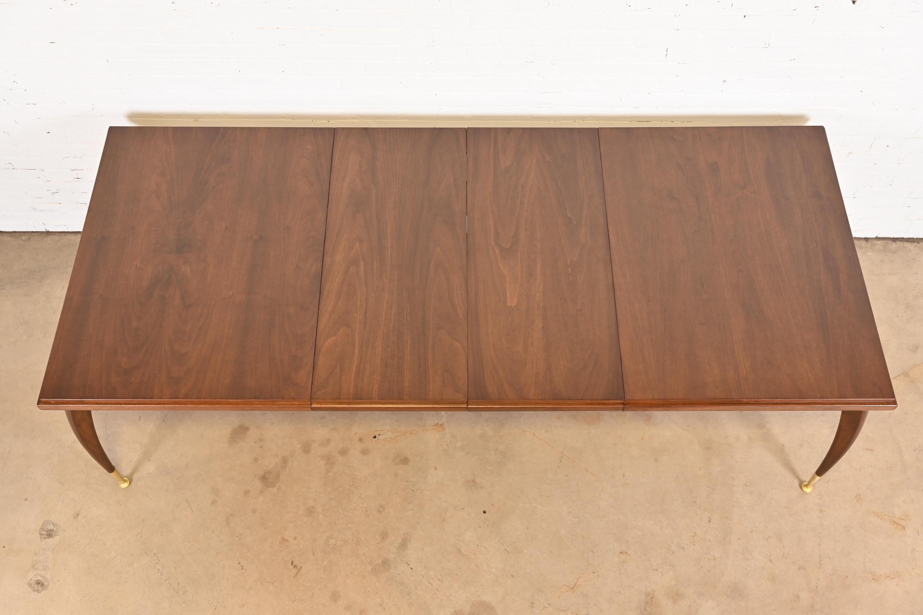 Gio Ponti Style Mid-Century Modern Walnut Extension Dining Table, Refinished 3