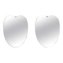 Gio Ponti Style Midcentury Brass Set of Two Mirrors, Italy, 1950