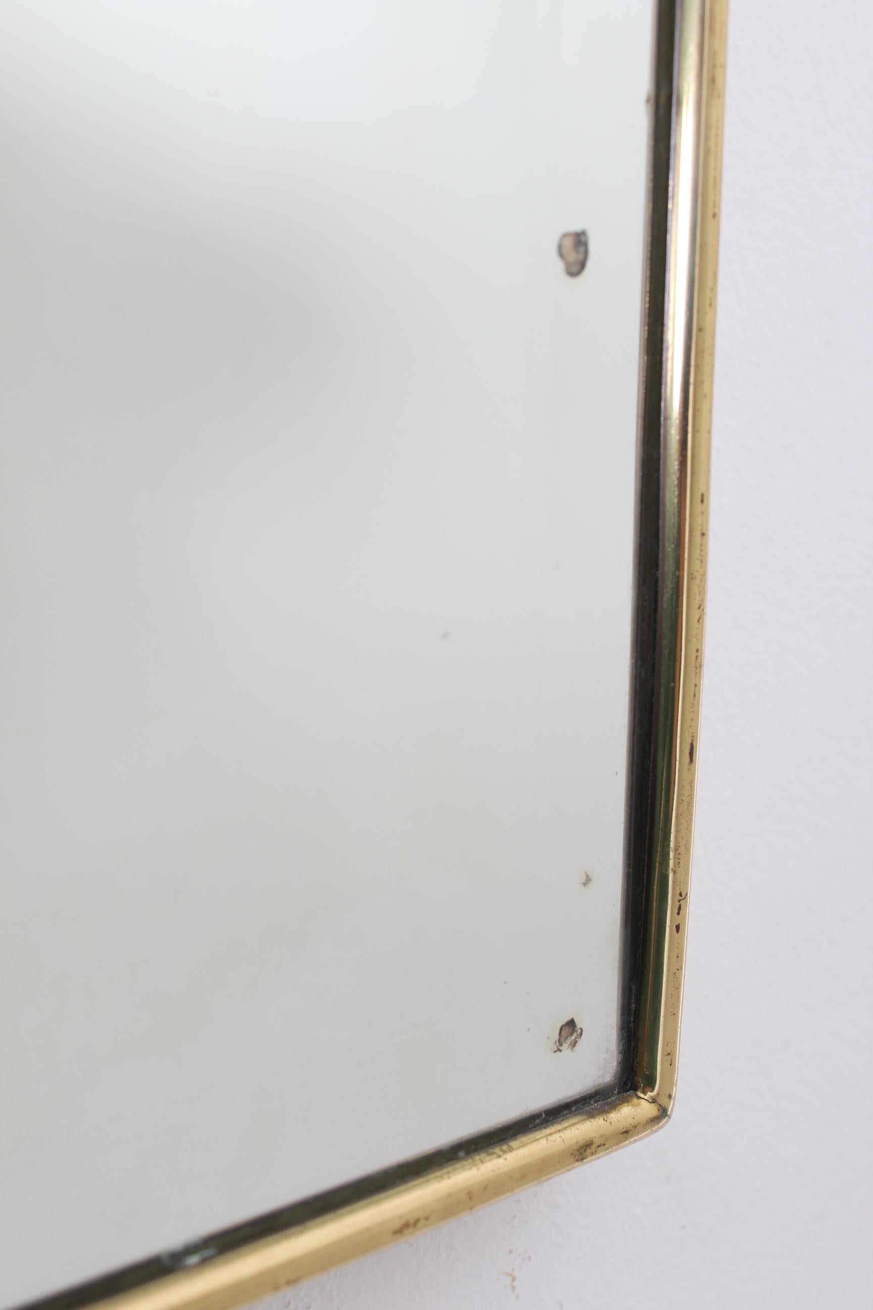 Italian  Mid-Century Vintage Gio' Ponti Rectangular Brass  Mirrors, Italy 50s