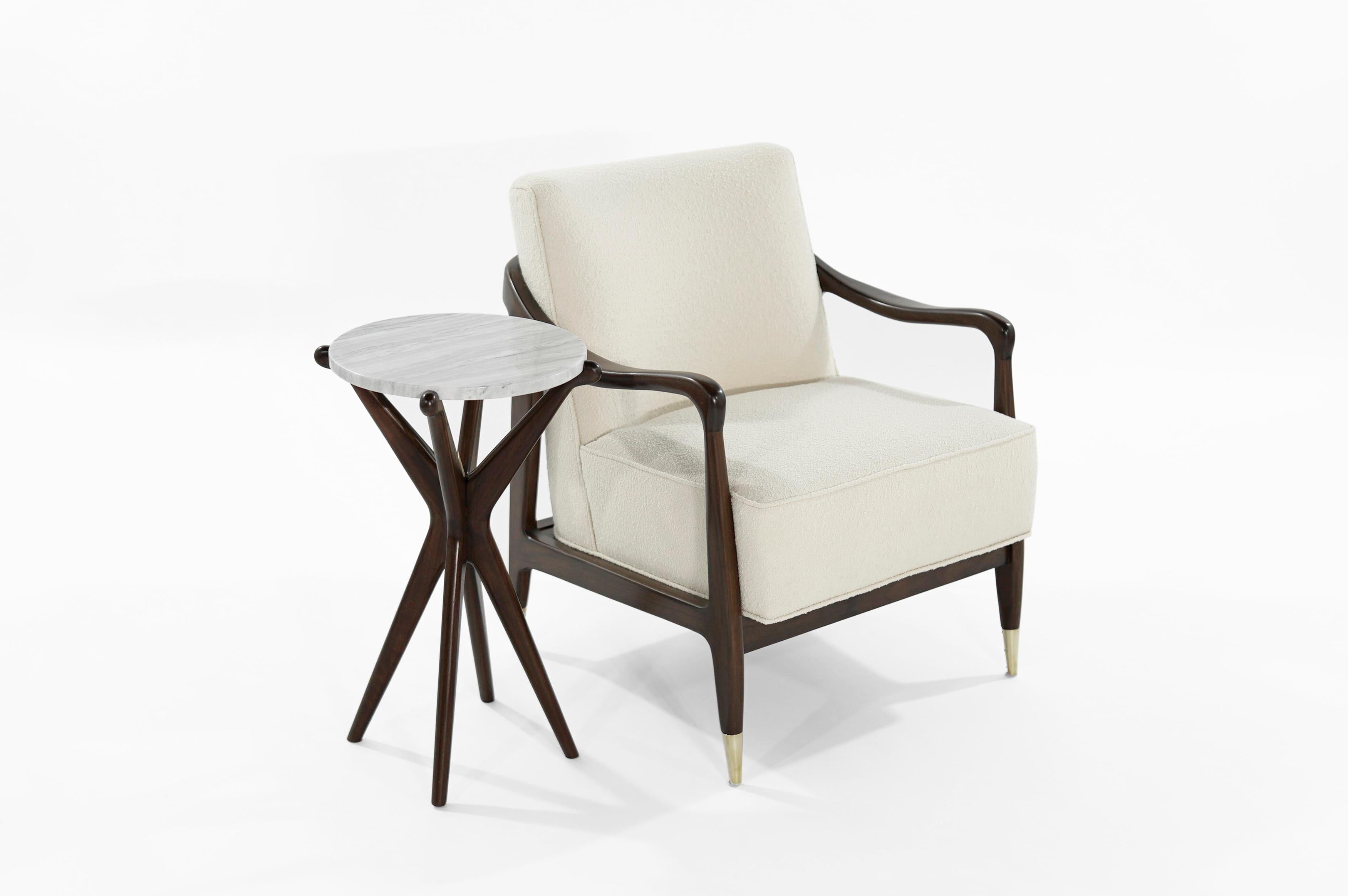 Gio Ponti Style Midcentury Sculptural Walnut Lounge Chair 3