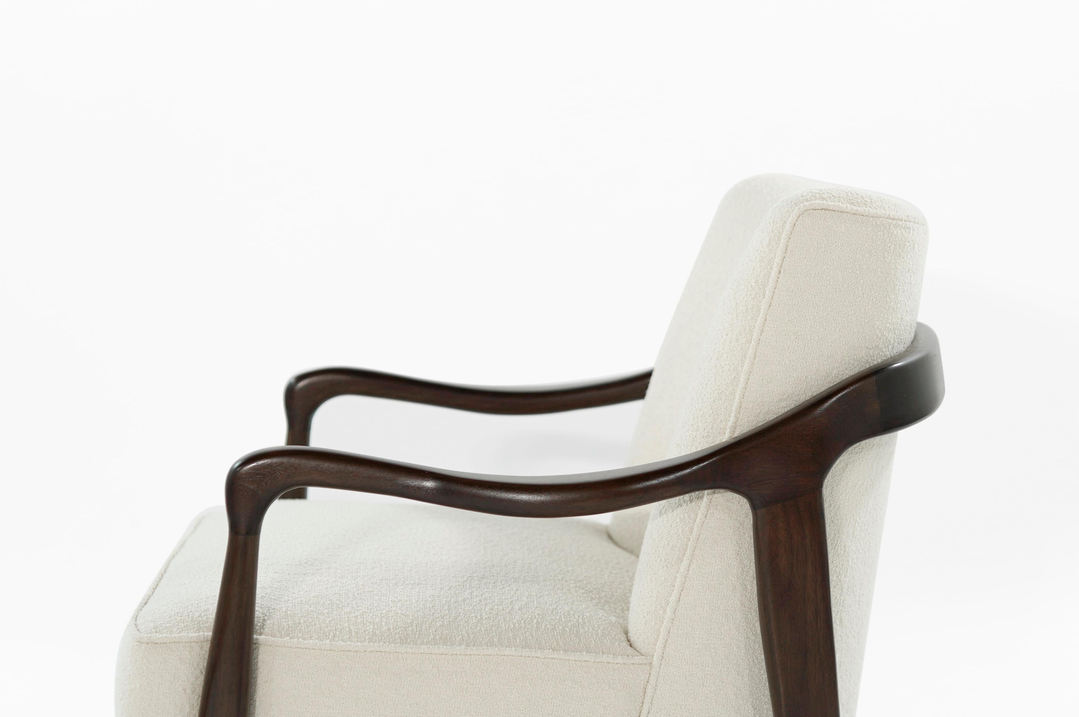 Gio Ponti Style Midcentury Sculptural Walnut Lounge Chair 4