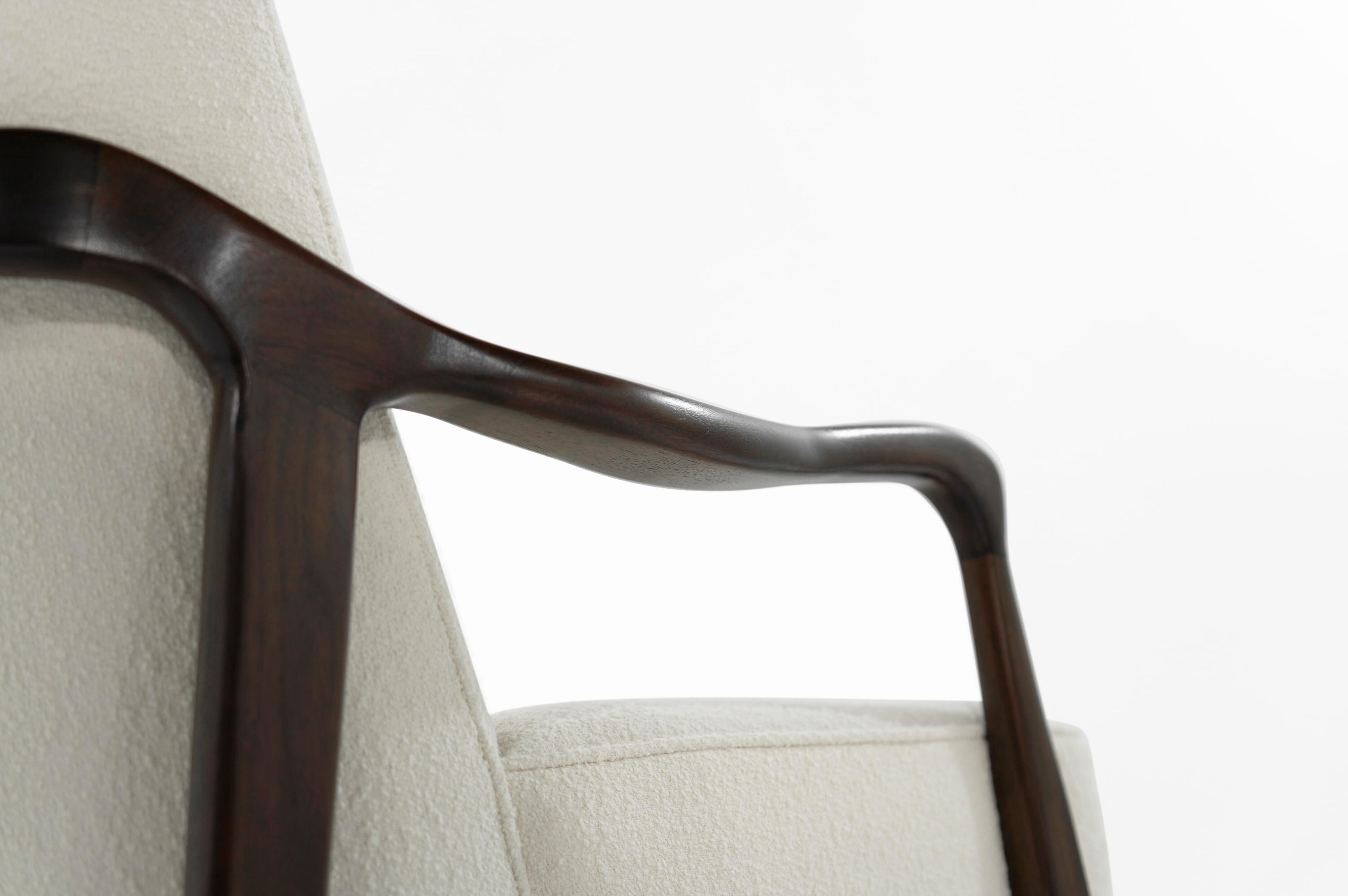 Gio Ponti Style Midcentury Sculptural Walnut Lounge Chair 8