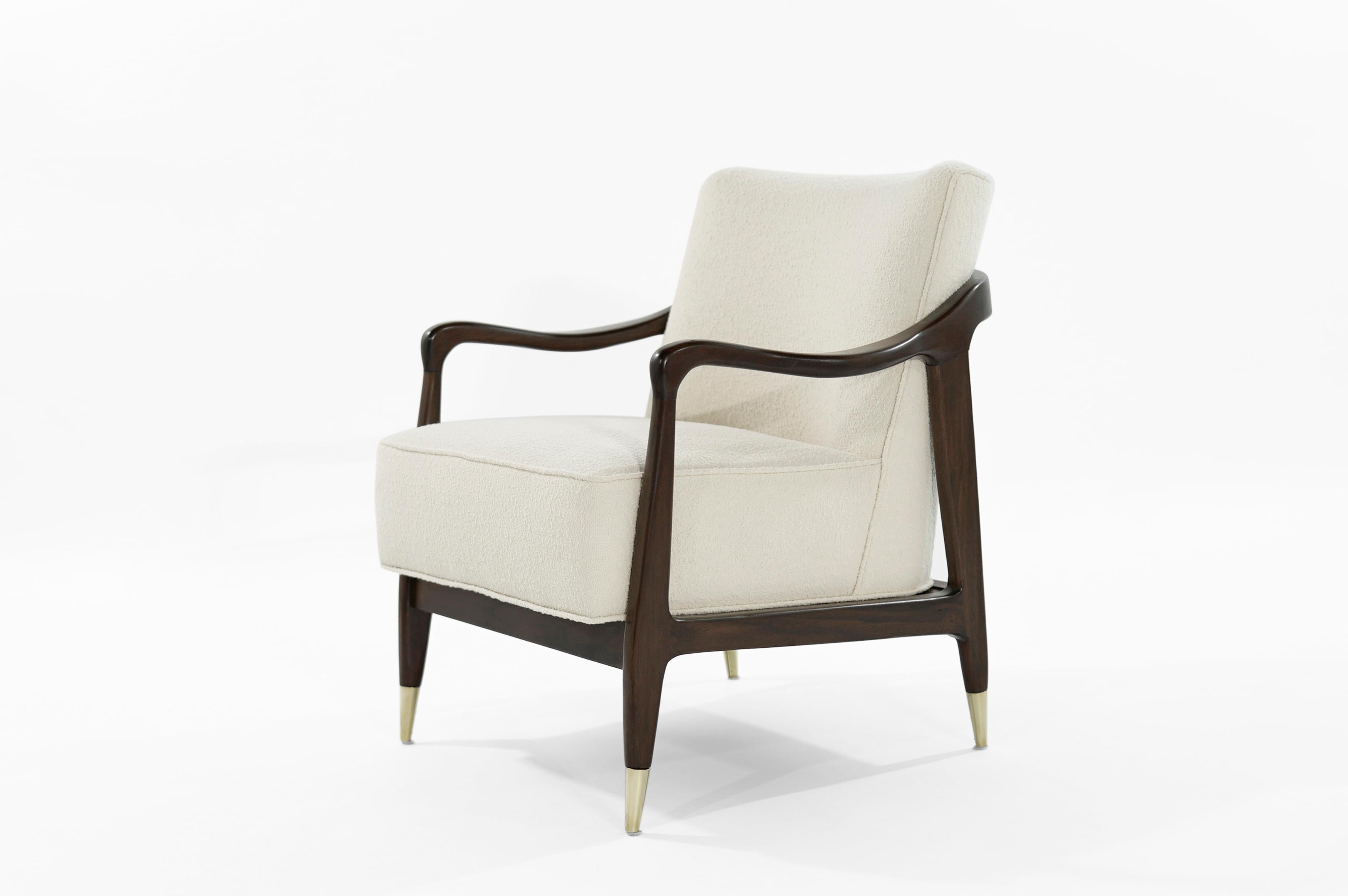 Mid-Century Modern Gio Ponti Style Midcentury Sculptural Walnut Lounge Chair