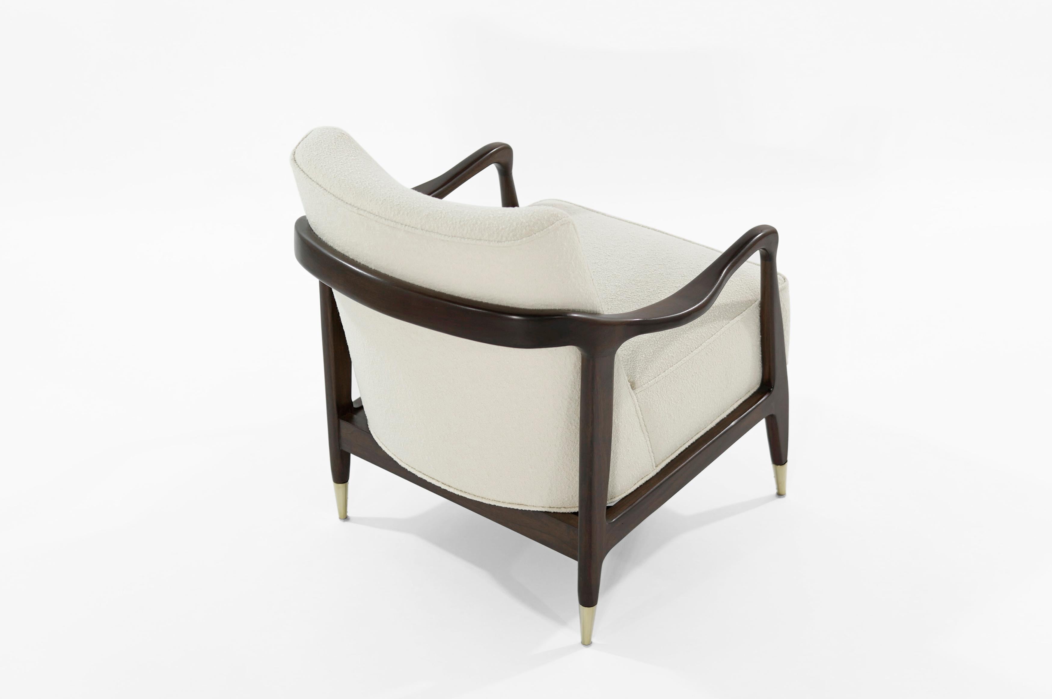 20th Century Gio Ponti Style Midcentury Sculptural Walnut Lounge Chair