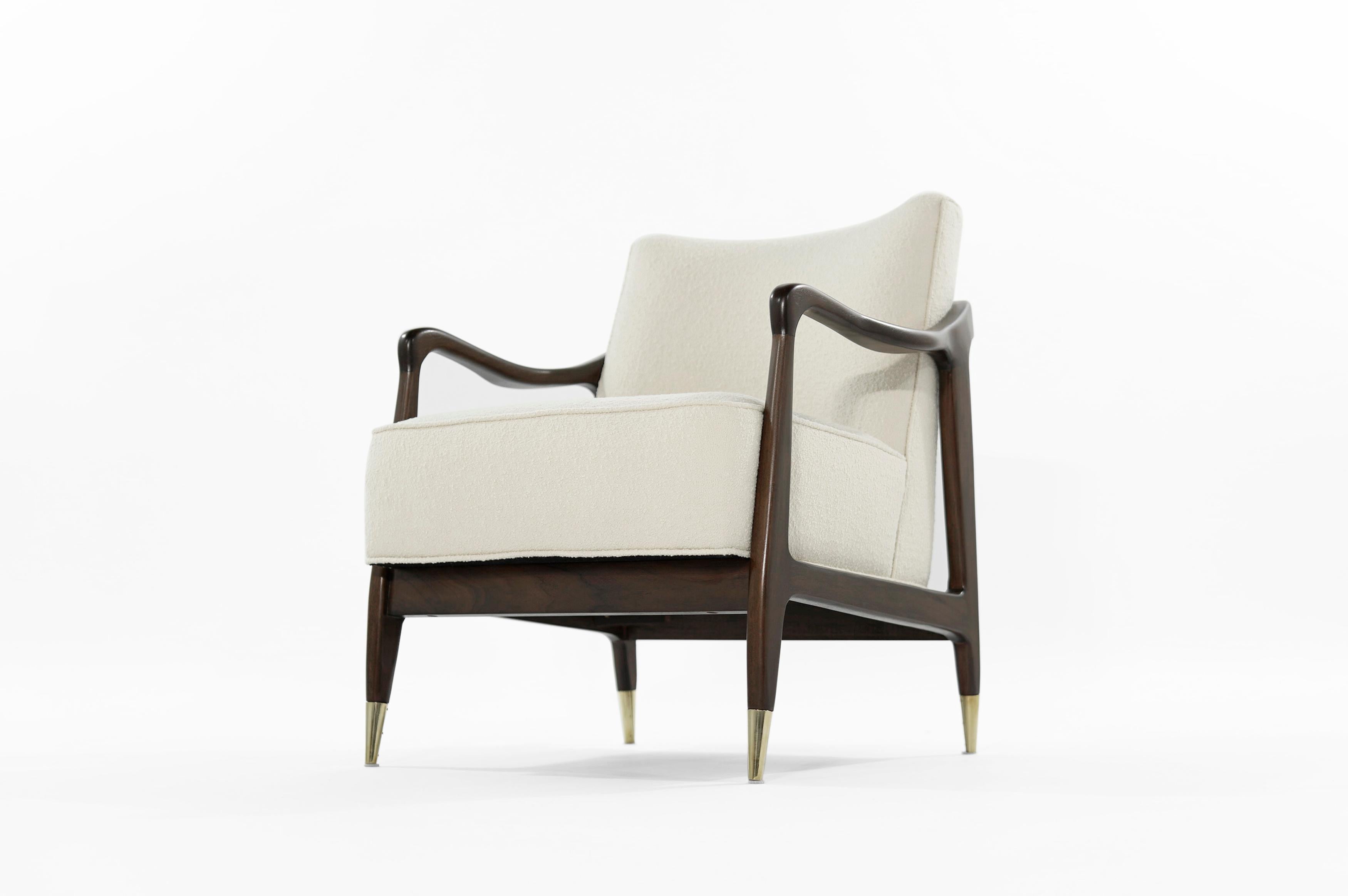 Gio Ponti Style Midcentury Sculptural Walnut Lounge Chair 2