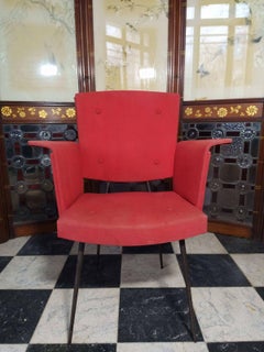 Gio Ponti Style of a 1950s Mid-Century Modern Armchair with Original Upholstery