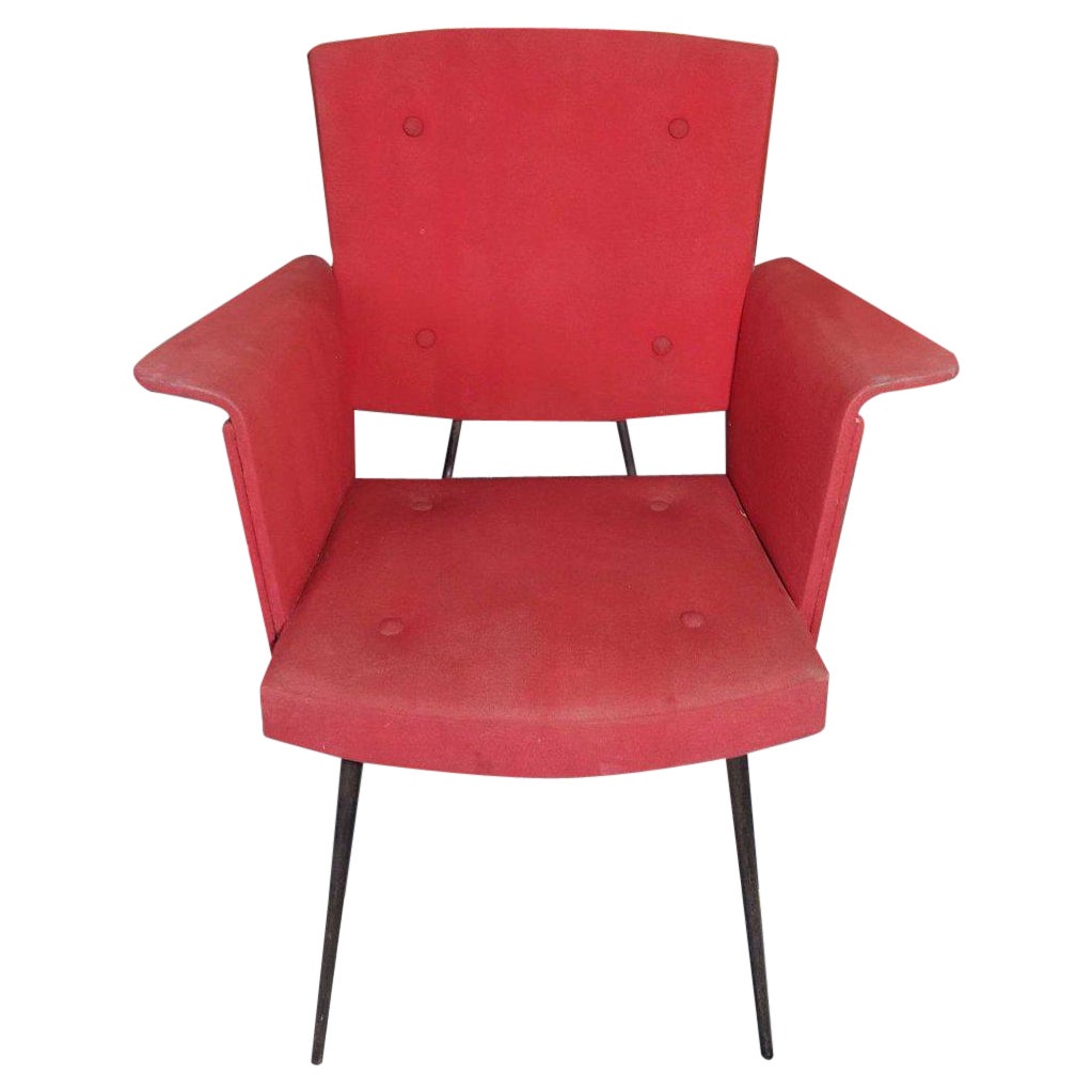 Poltrona in stile Gio Ponti degli anni '50 con tappezzeria originale