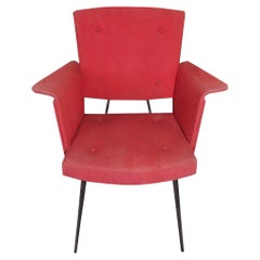 Sillón moderno de mediados de siglo de los años 50 estilo Gio Ponti con tapicería original