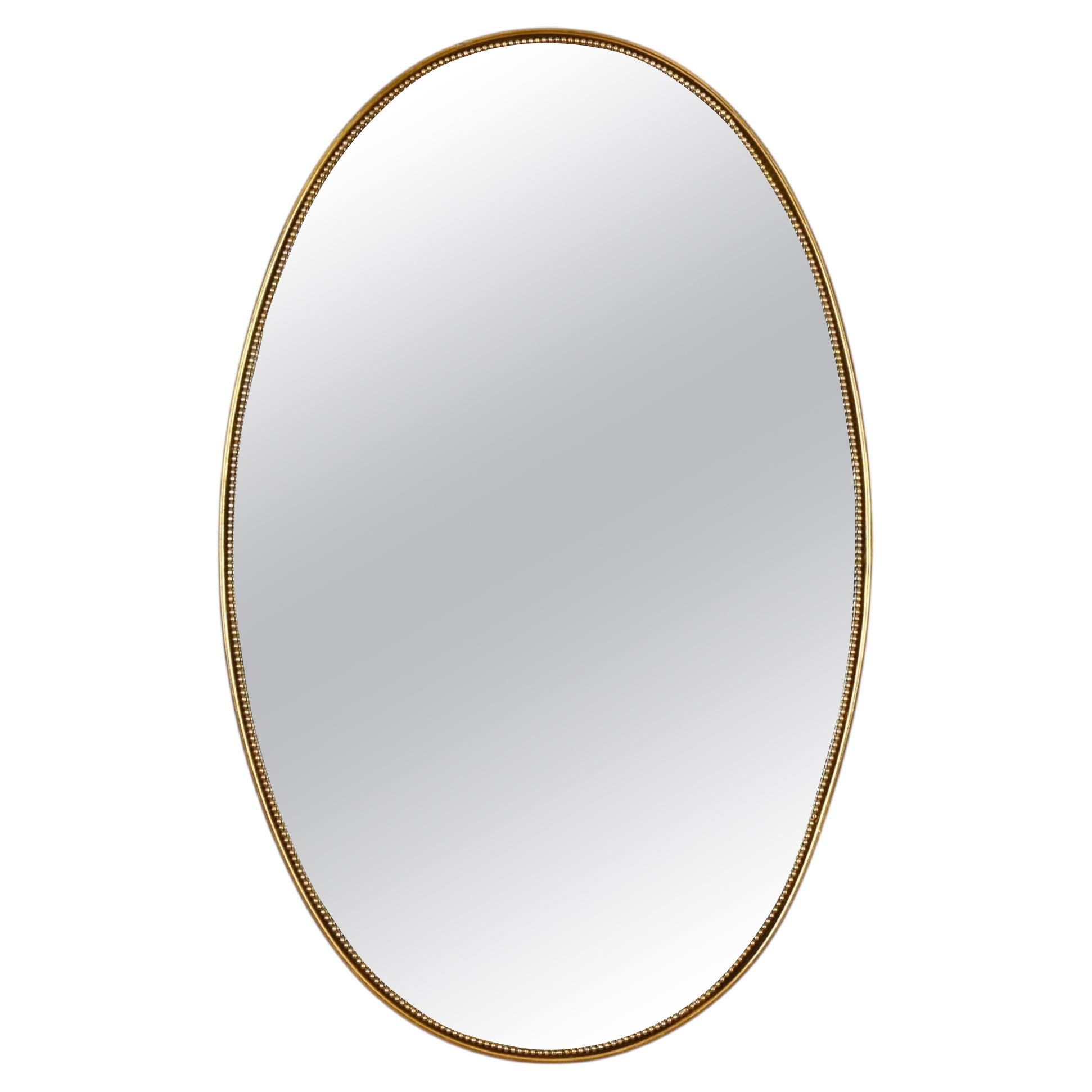 Gio Ponti Style Oval Mirror in Brass, Italy, 1950s