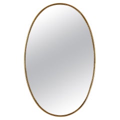 Specchio ovale in ottone in stile Gio Ponti, Italia, anni '50