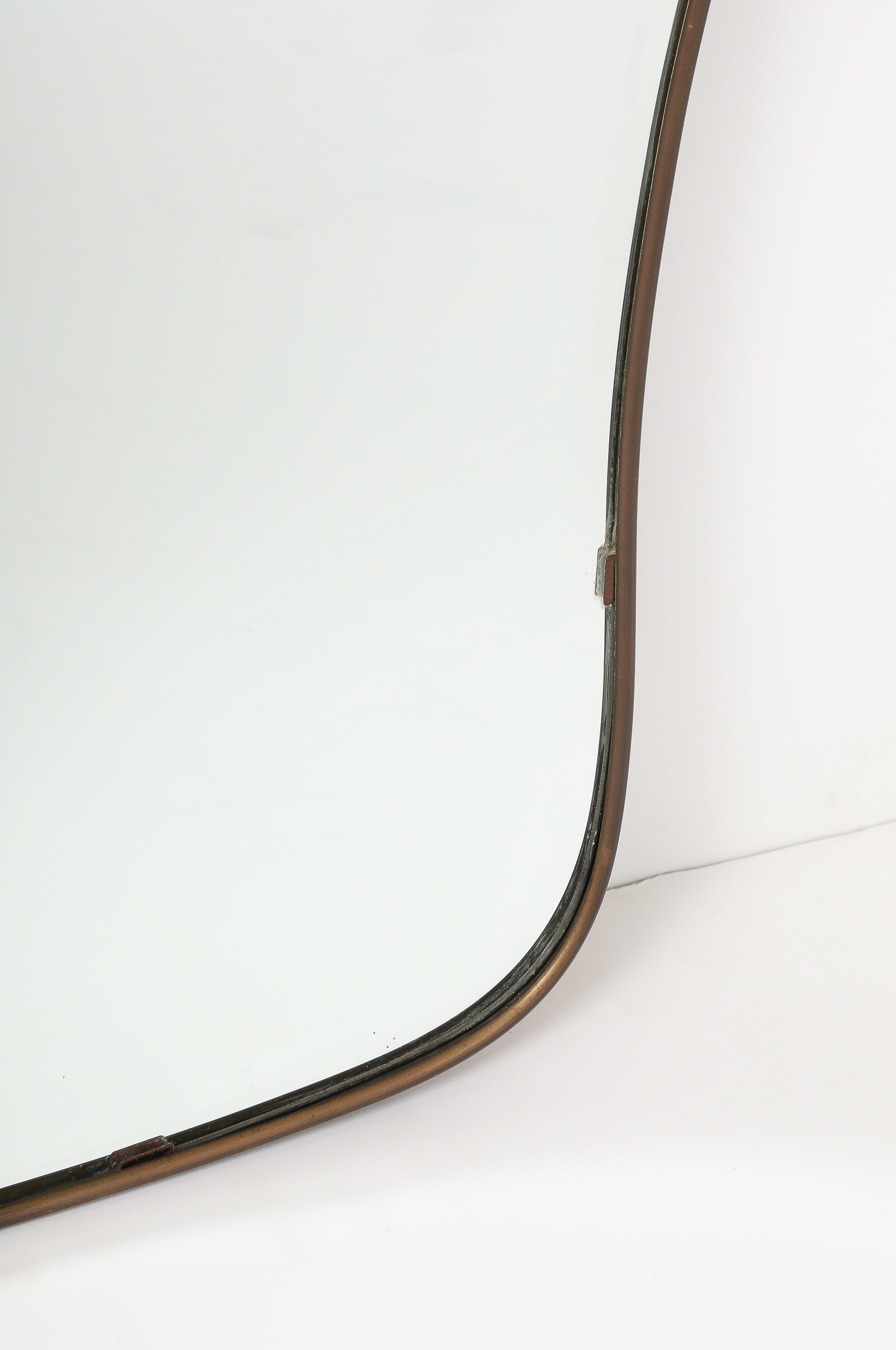 Gio Ponti style Period Mid Century Modern Brass Mirror, Bevelled, Italy, 1950's For Sale 3