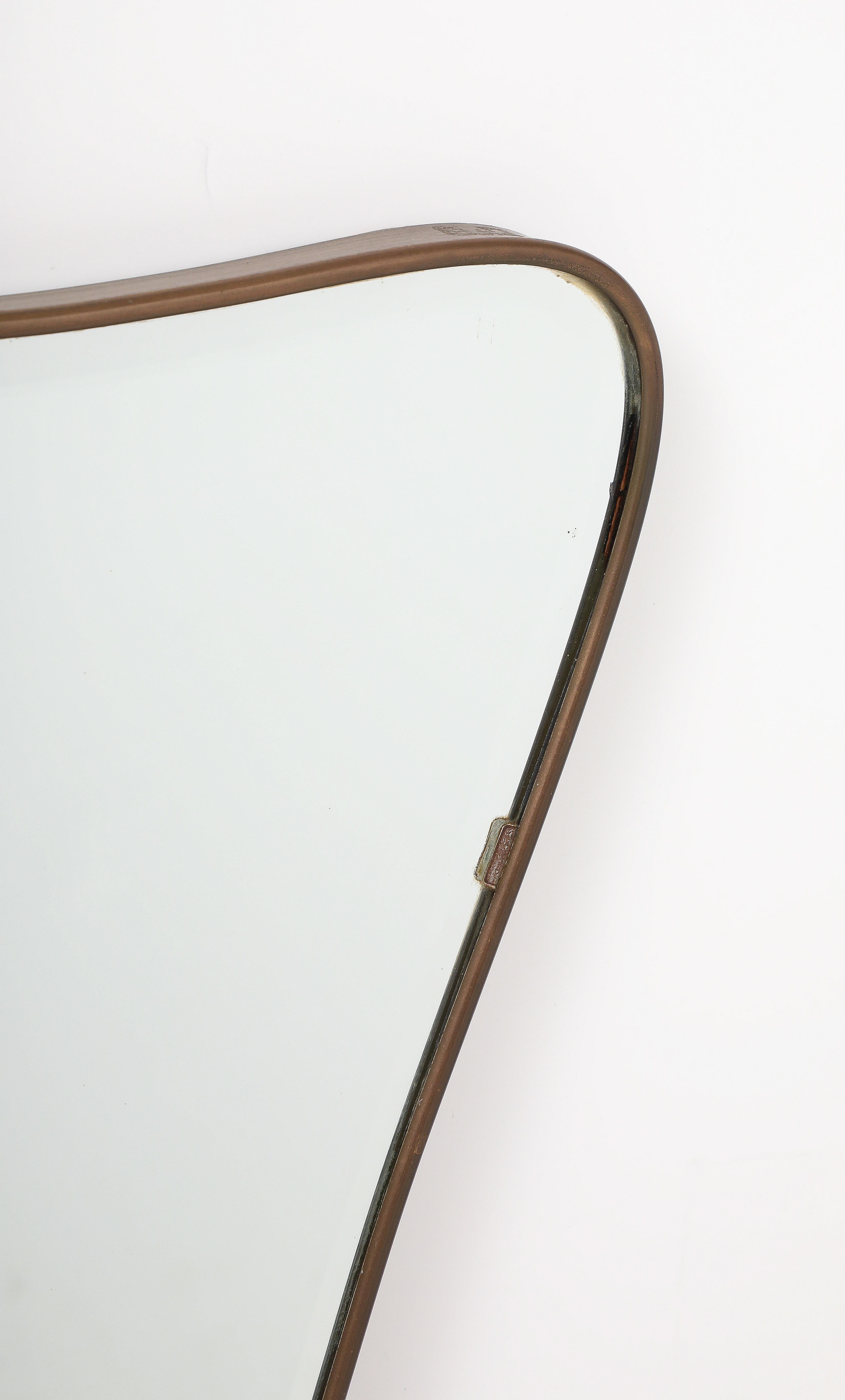 Gio Ponti style Period Mid Century Modern Brass Mirror, Bevelled, Italy, 1950's For Sale 4