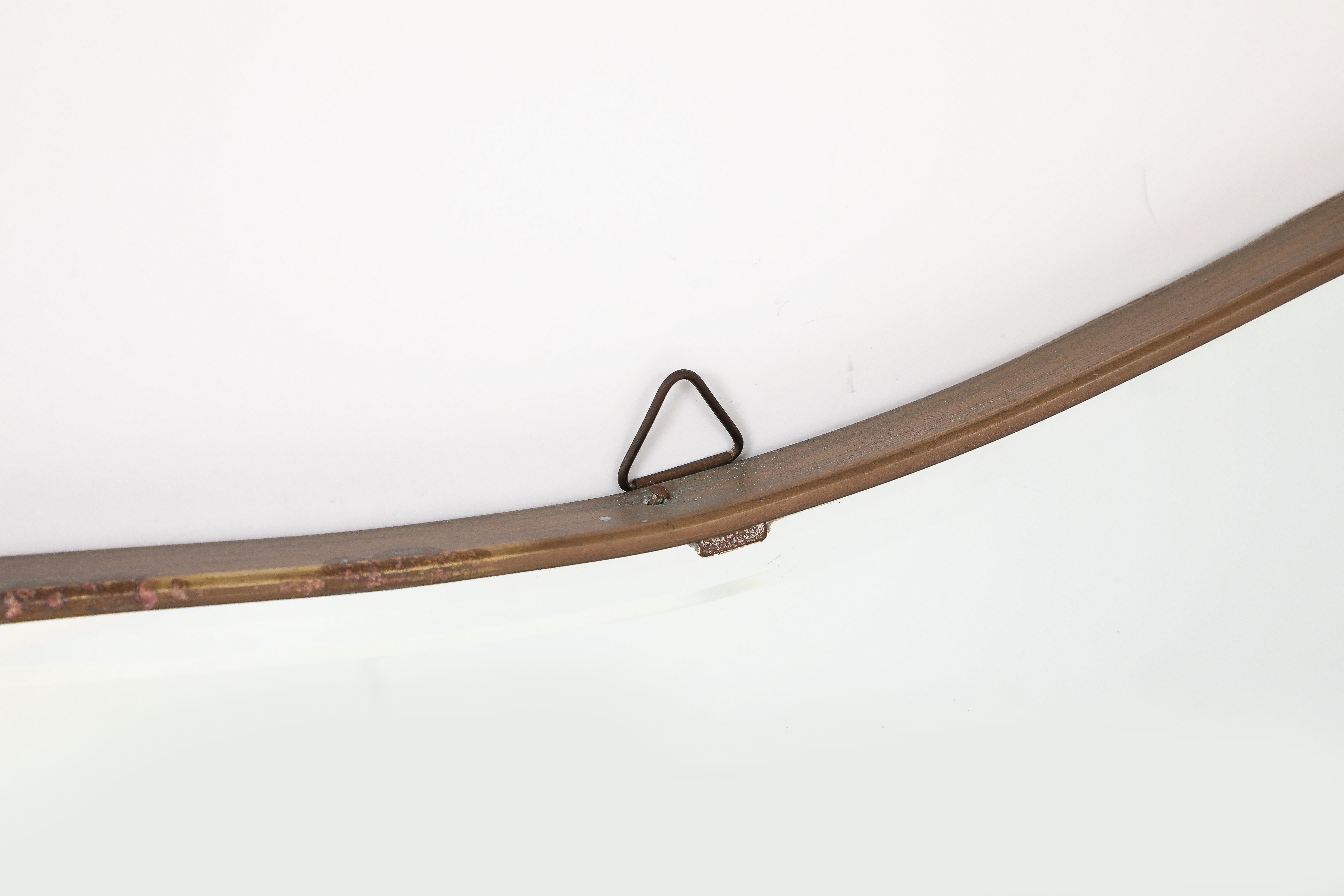 Gio Ponti style Period Mid Century Modern Brass Mirror, Bevelled, Italy, 1950's For Sale 2