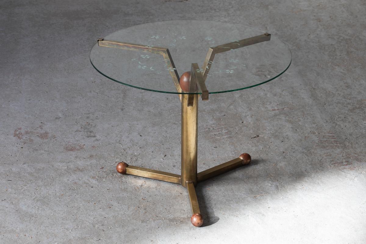 Gio Ponti style Round Brass Side Table, Italy, 1950s 2