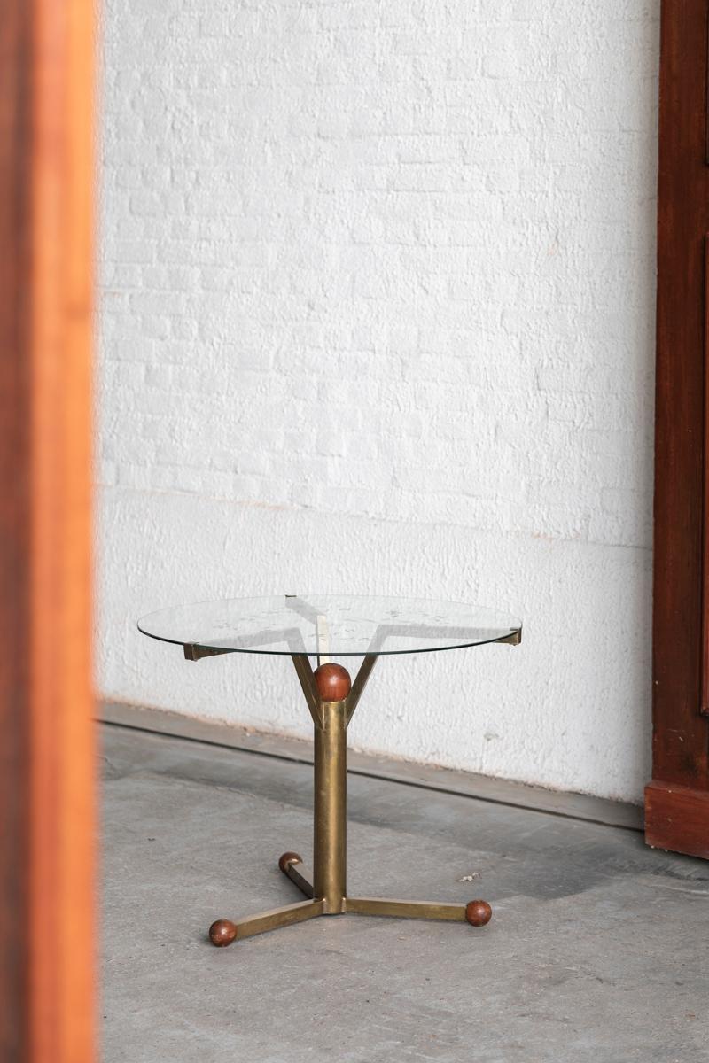 Gio Ponti style Round Brass Side Table, Italy, 1950s 6