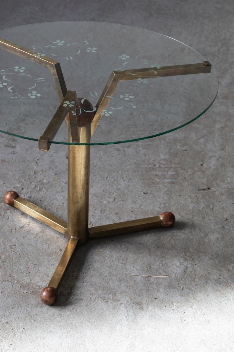 Gio Ponti style Round Brass Side Table, Italy, 1950s 1