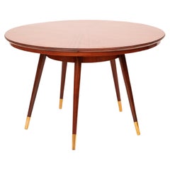 Gio Ponti Style Round Sunburst Table in Exotic Wood