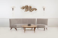 Gio Ponti Style Sectional Sofa by Hisa, Italy – Mohair Upholstery, Walnut Legs