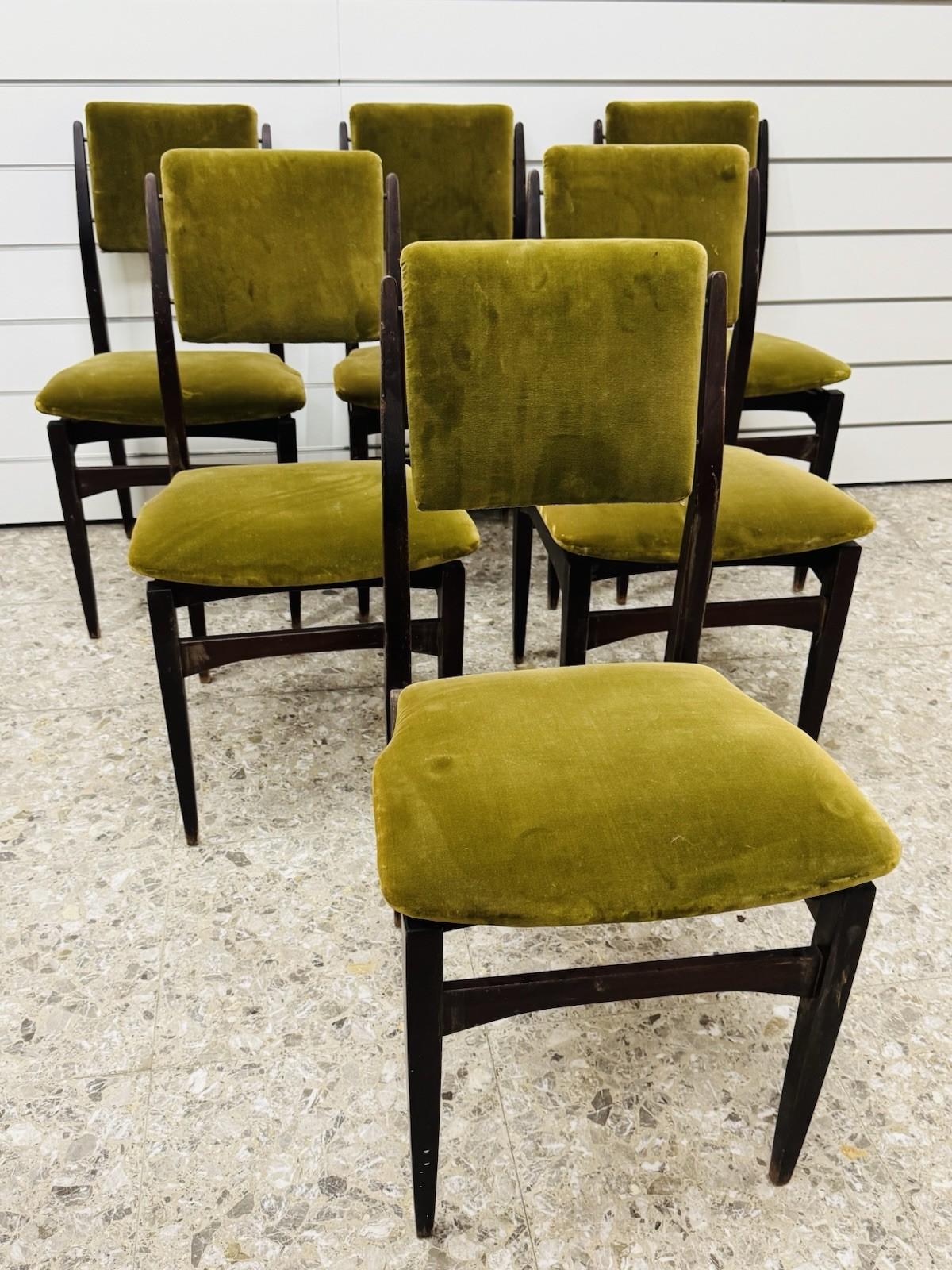 Gio Ponti Style Set Di 6 Sedie Da Pranzo Anni ‘60 Design Modernariato im Angebot 9